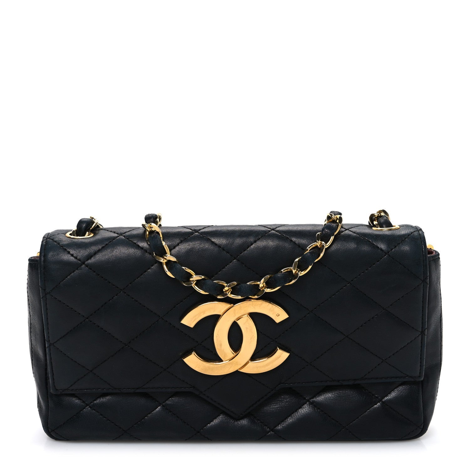 Lambskin Quilted Jumbo CC Small Single Flap Black