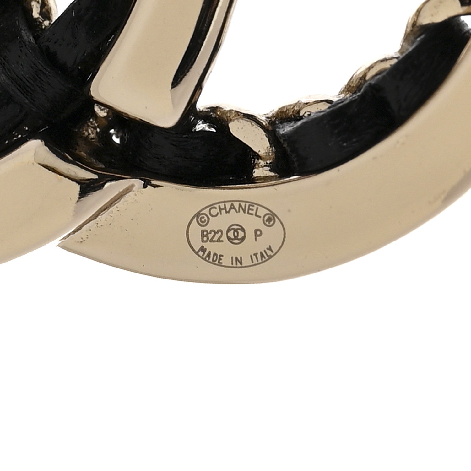 Lambskin Chain CC Drop Earrings Black Gold