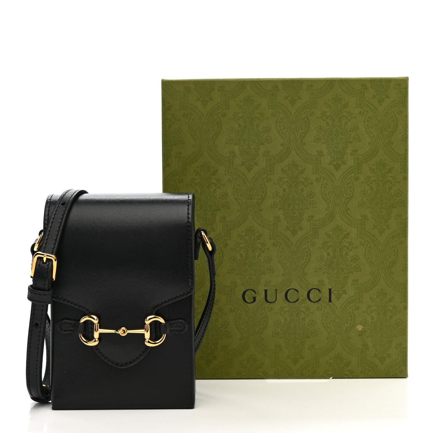 Boarded Plutone Calfskin Mini Horsebit 1955 Crossbody Bag Black