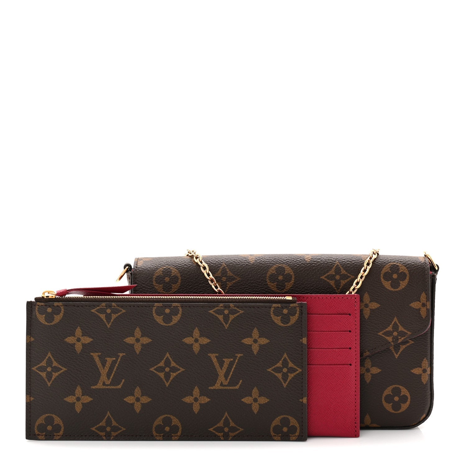 Monogram Pochette Felicie Chain Wallet Fuchsia