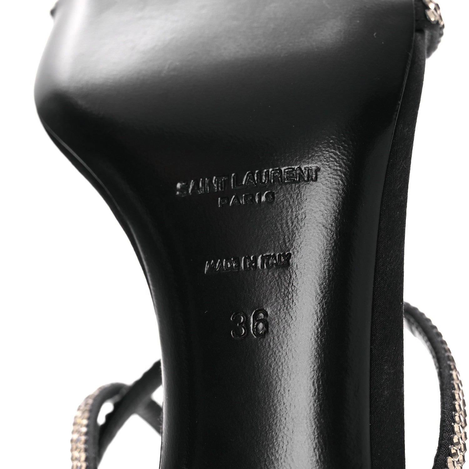 Crepe Satin Strass Baliqua 55 Ankle Strap Sandals 36 Black Greige