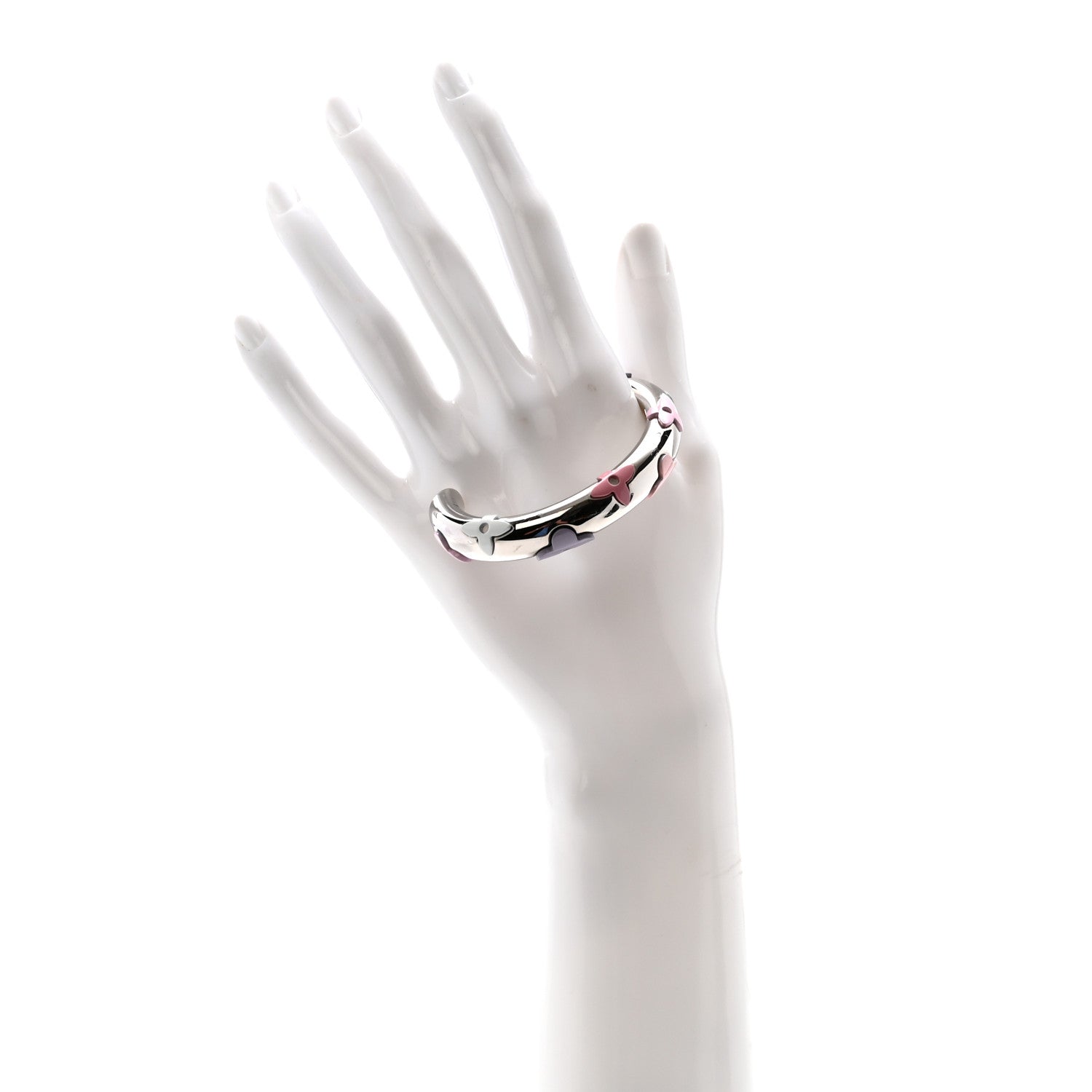 Resin Daily Monogram Bracelet S Silver Pink
