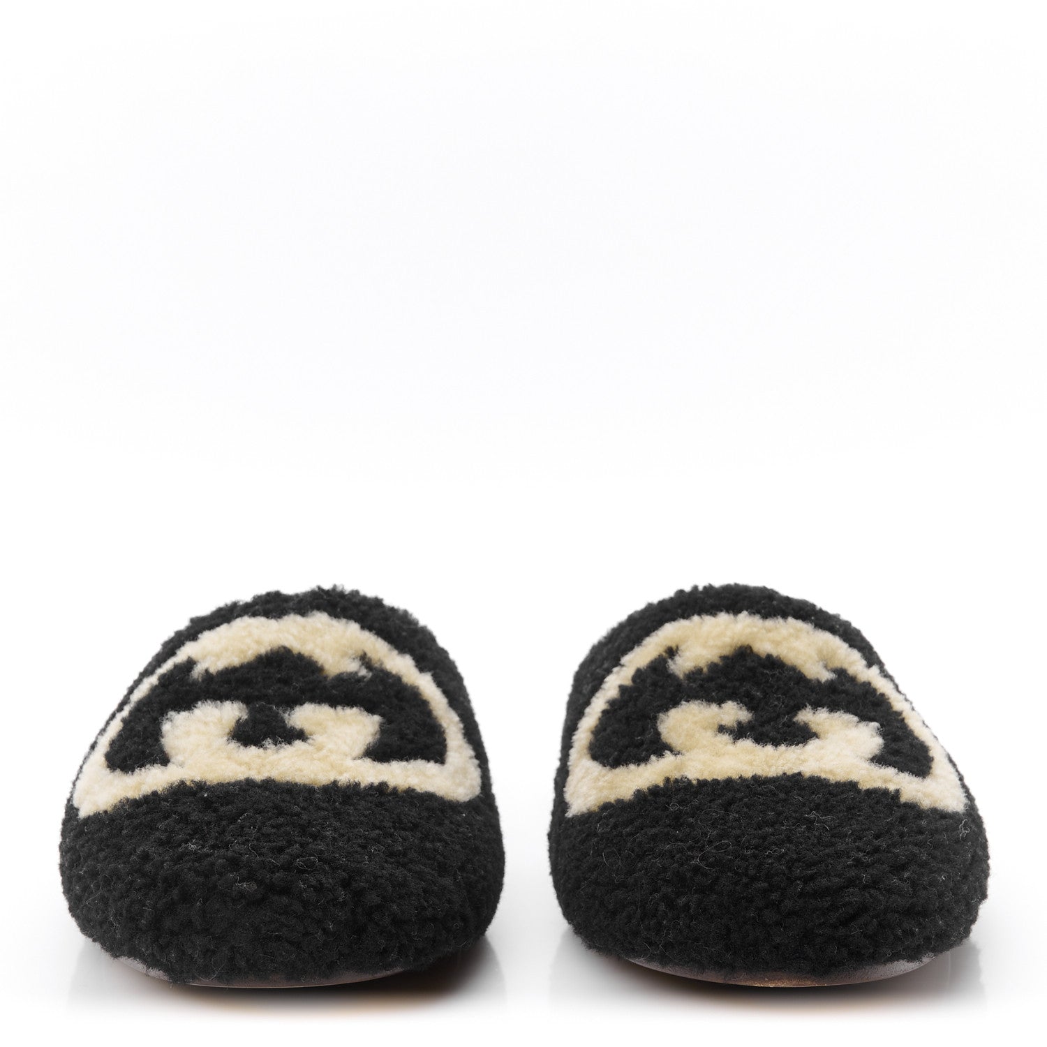 Shearling Interlocking G Mens Eileen Slippers 8 Black Butterscotch