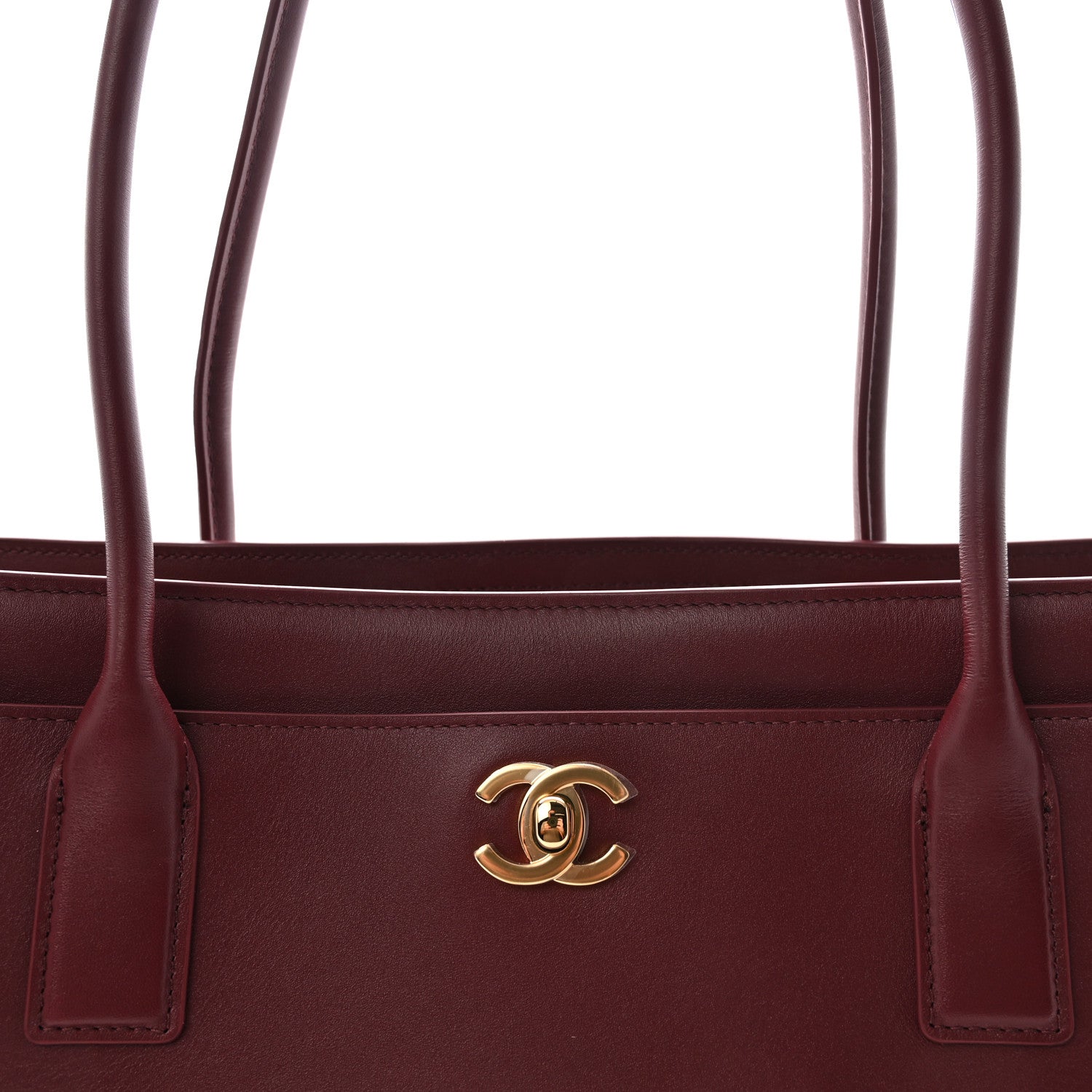 Calfskin Archetype Small Shopping Tote Dark Burgundy