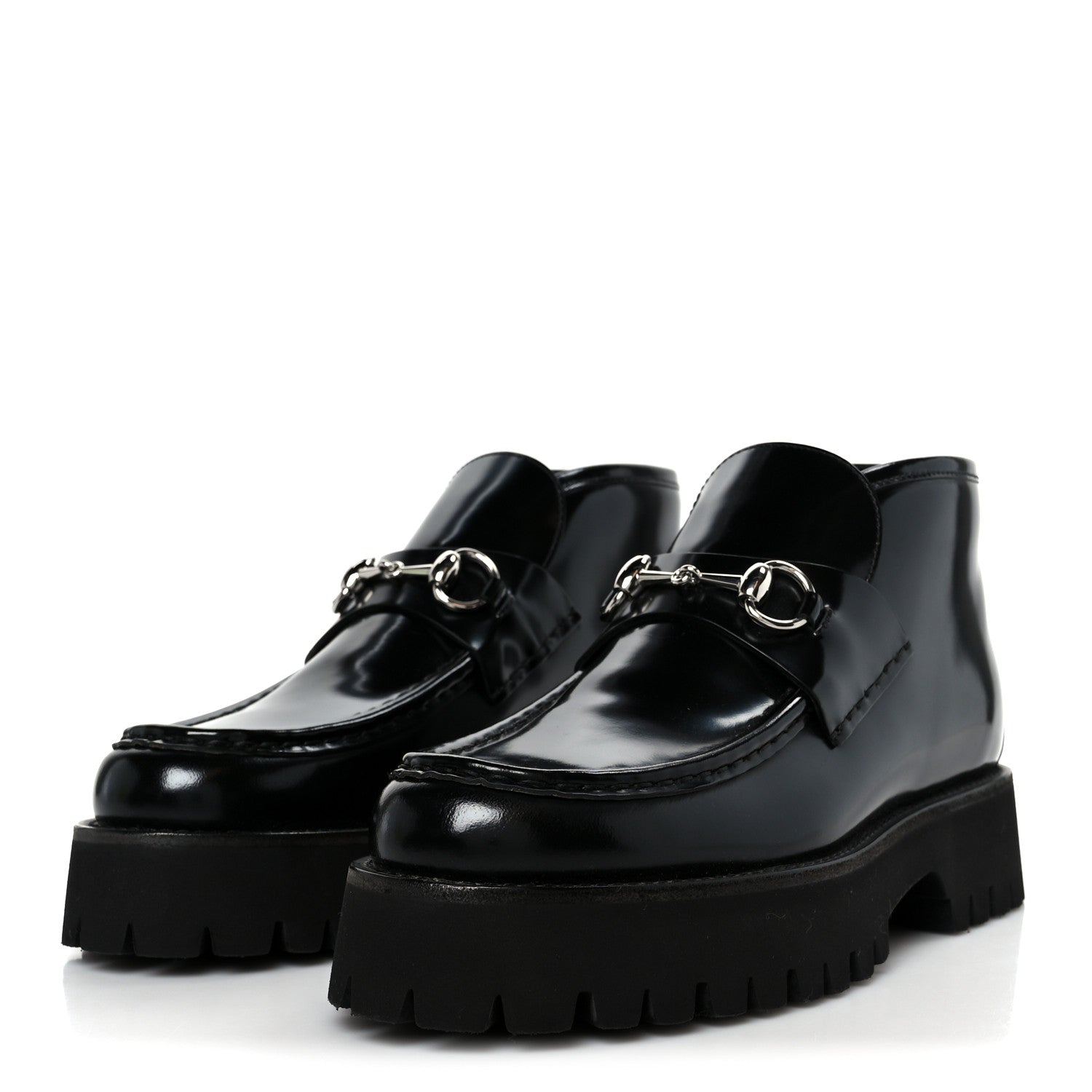 Cordovan Lux Womens Horsebit Platform Ankle Boots 39 Black