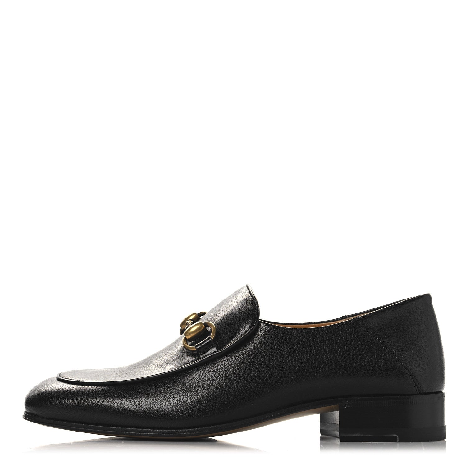 Goatskin Womens Horsebit Mid-Heel Loafers 37 Black