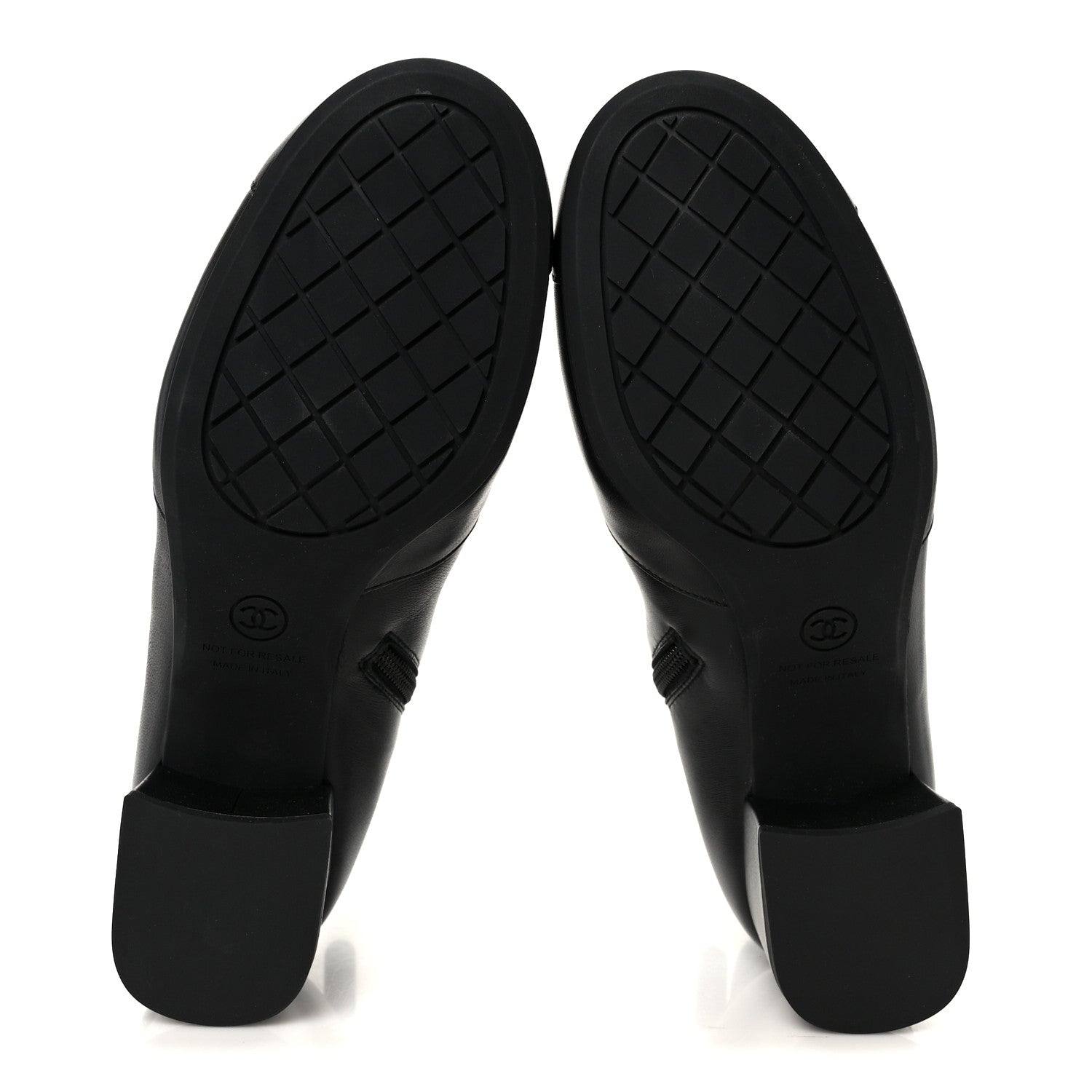 Stretch Lambskin Cap Toe CC Uniform Short Boots 38 Black
