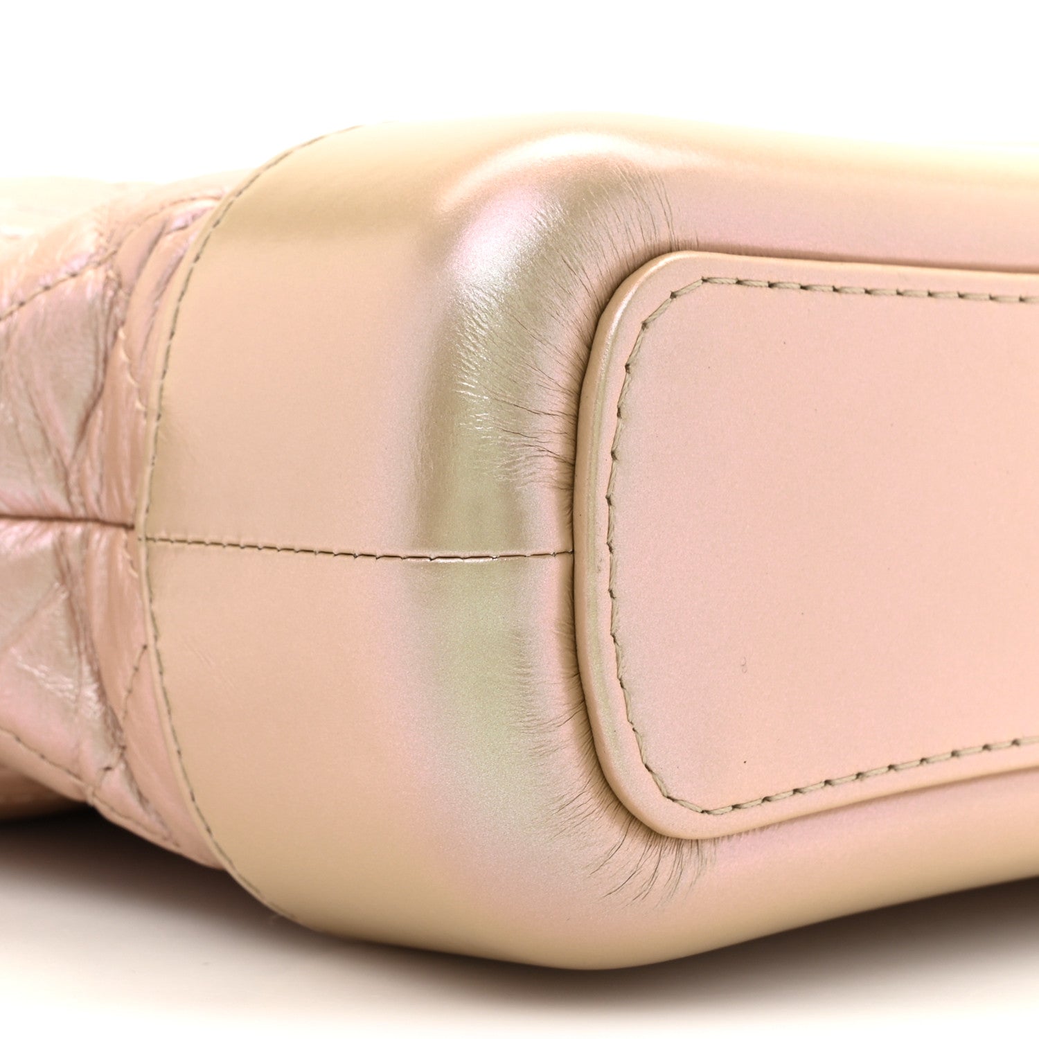 Iridescent Aged Calfskin Quilted Small Gabrielle Hobo Light Pink