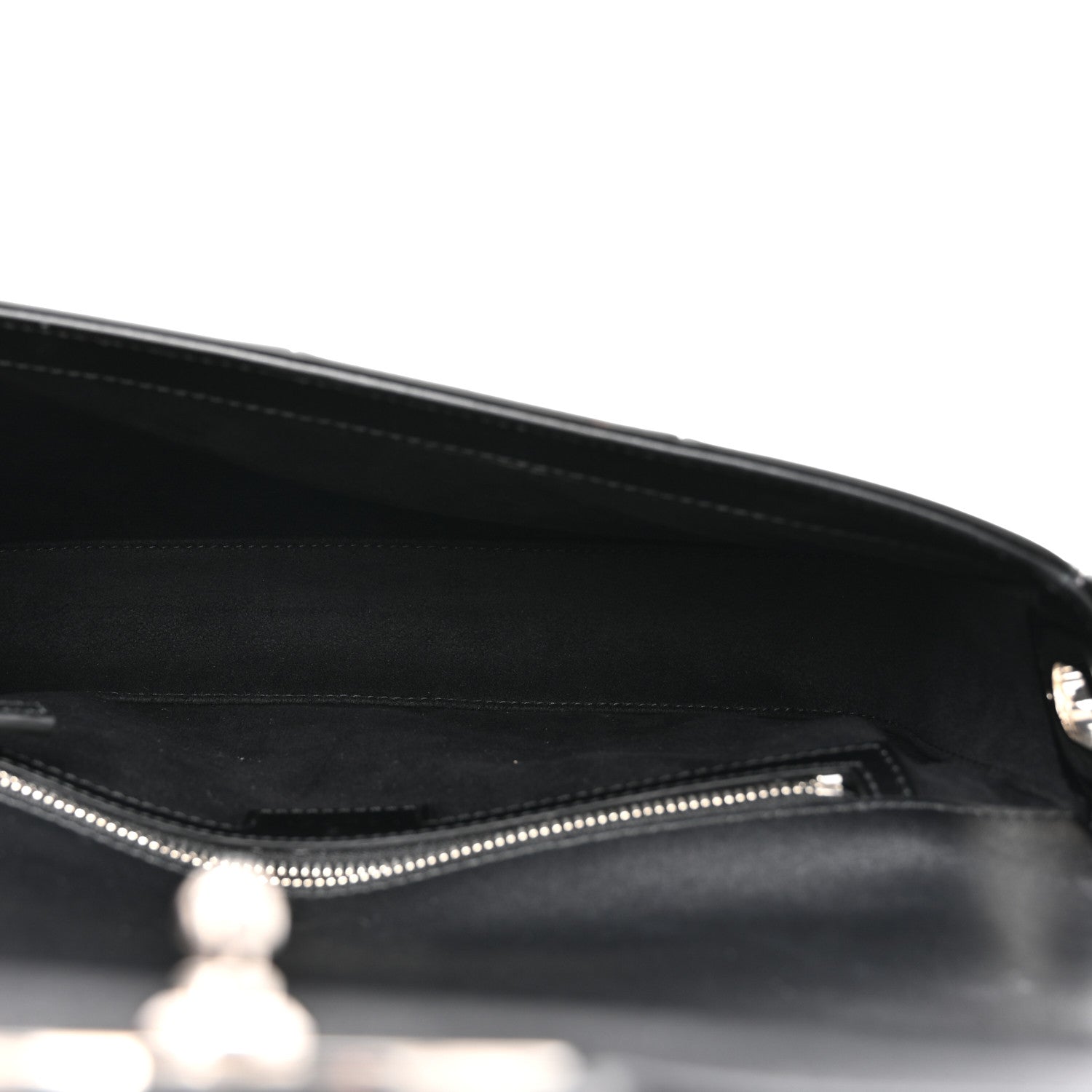 Senna Calfskin Lines Petite GG Top Handle Shoulder Bag Black Mystic White