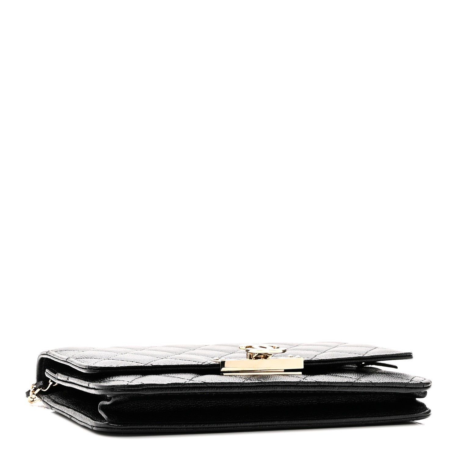 Caviar Quilted Golden Class Wallet On Chain WOC Black