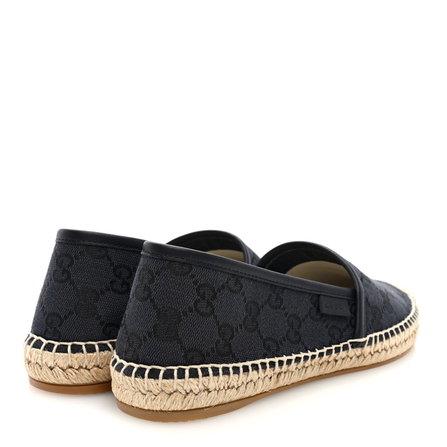 Washed Cotton Miro Soft Calfskin GG Monogram Espadrilles 37.5 Black