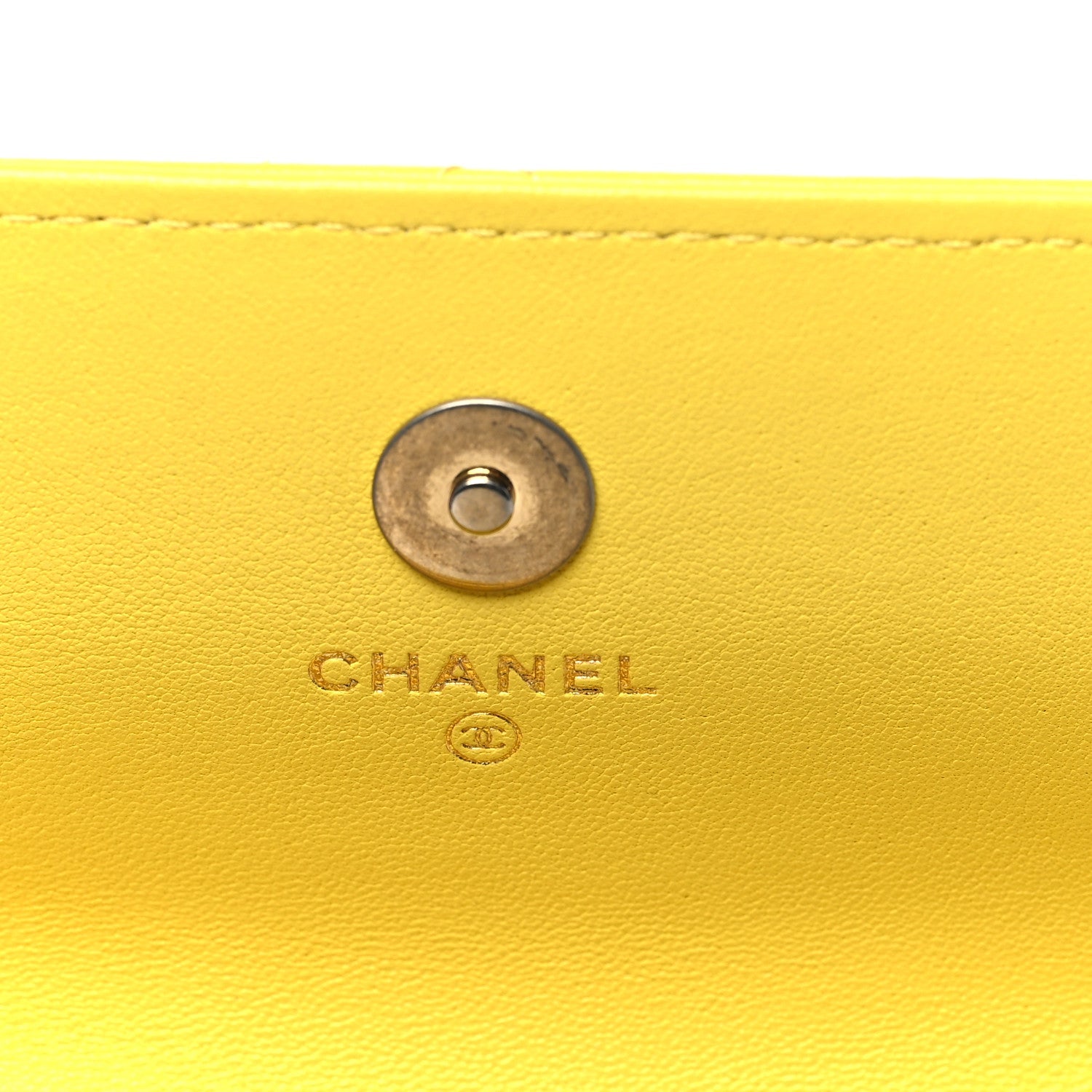 Lambskin Quilted Chanel 19 Flap Phone Holder With Chain Yellow