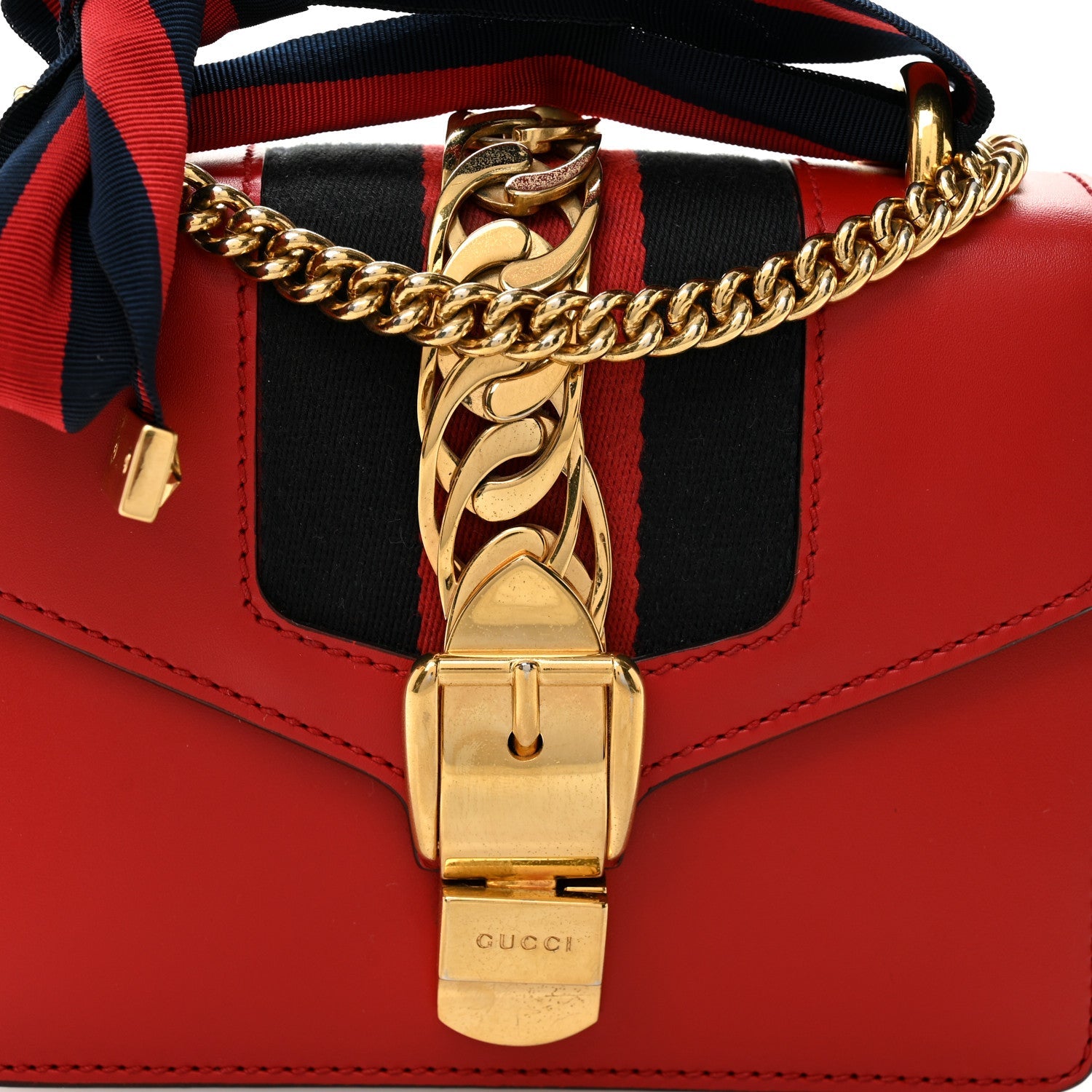 Calfskin Mini Sylvie Chain Shoulder Bag Hibiscus Red
