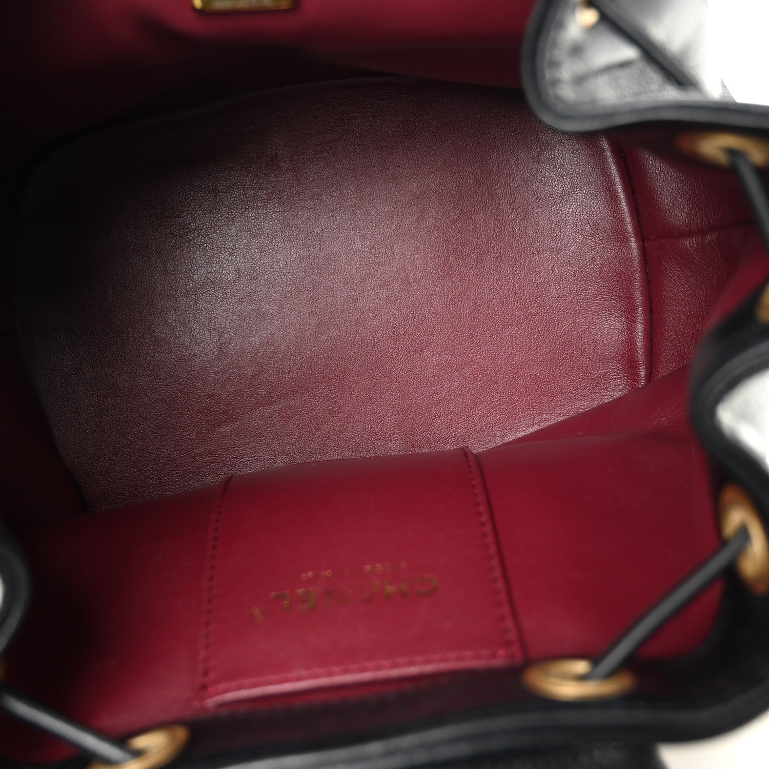 Lambskin Quilted Daily Friend Drawstring Backpack Black