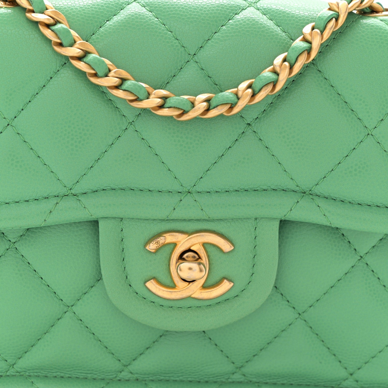 Caviar Quilted Mini Sweet Classic Flap Green