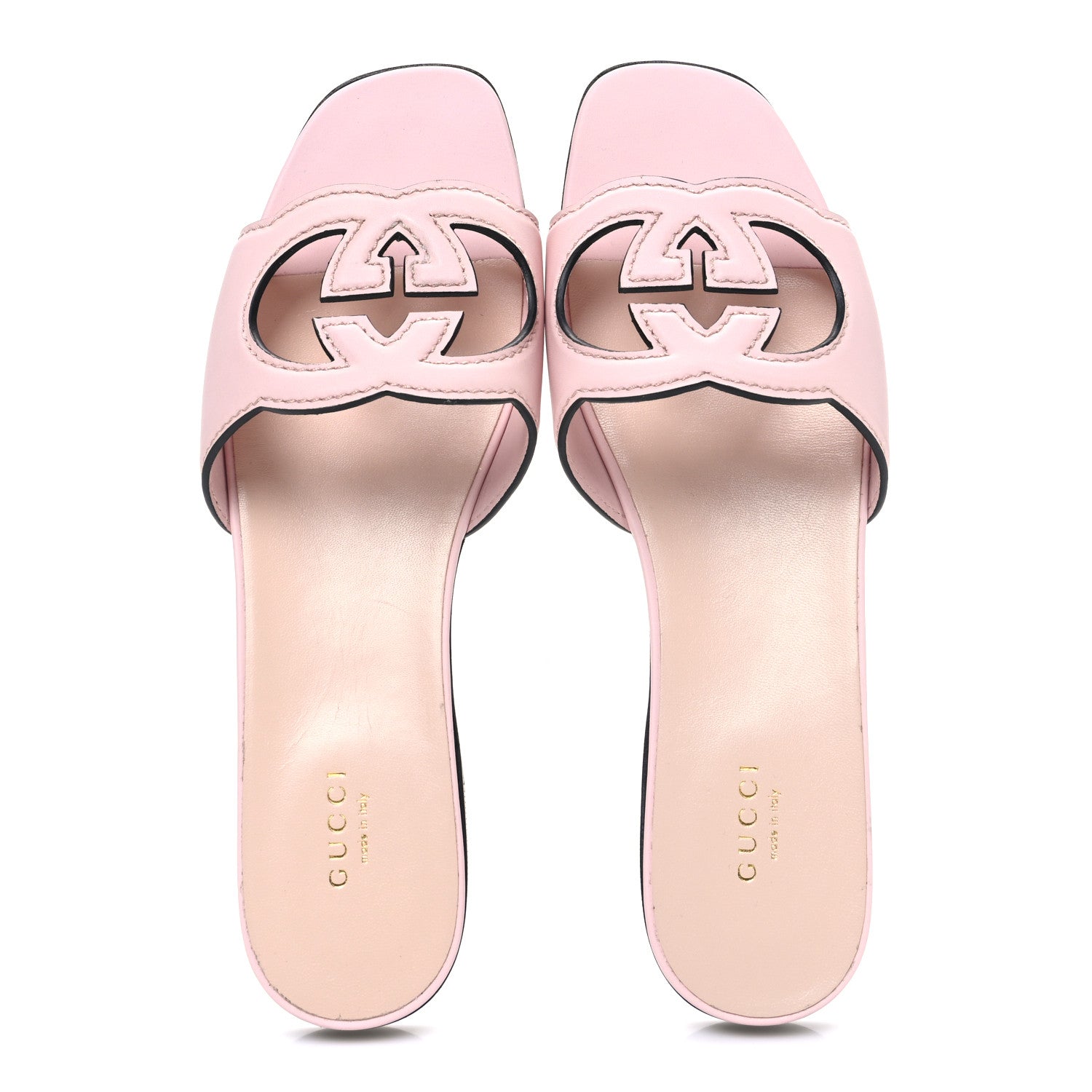 Cosmos Softy Calfskin Interlocking G Cut Out Slide Sandals 40 Pastel Pink