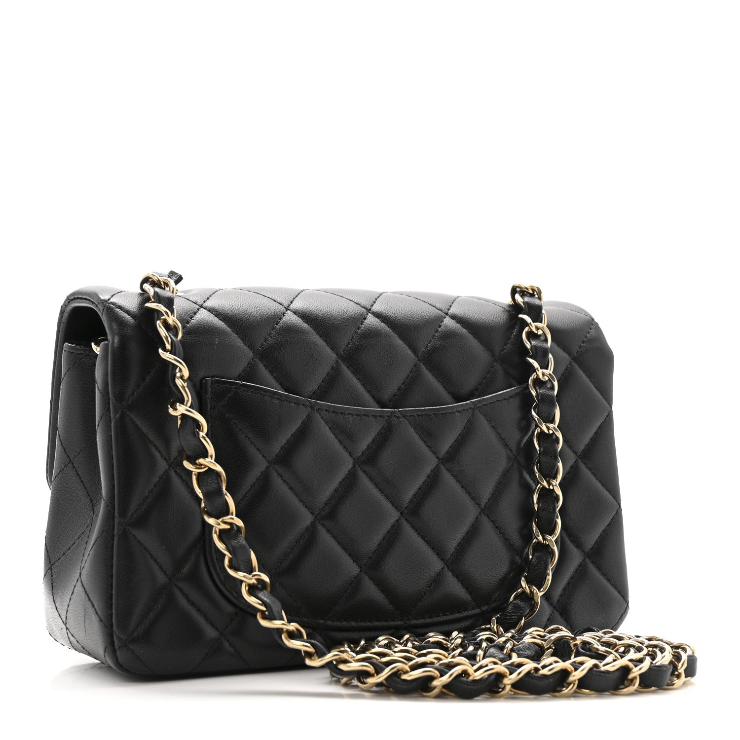 Lambskin Quilted Mini Rectangular Flap Black