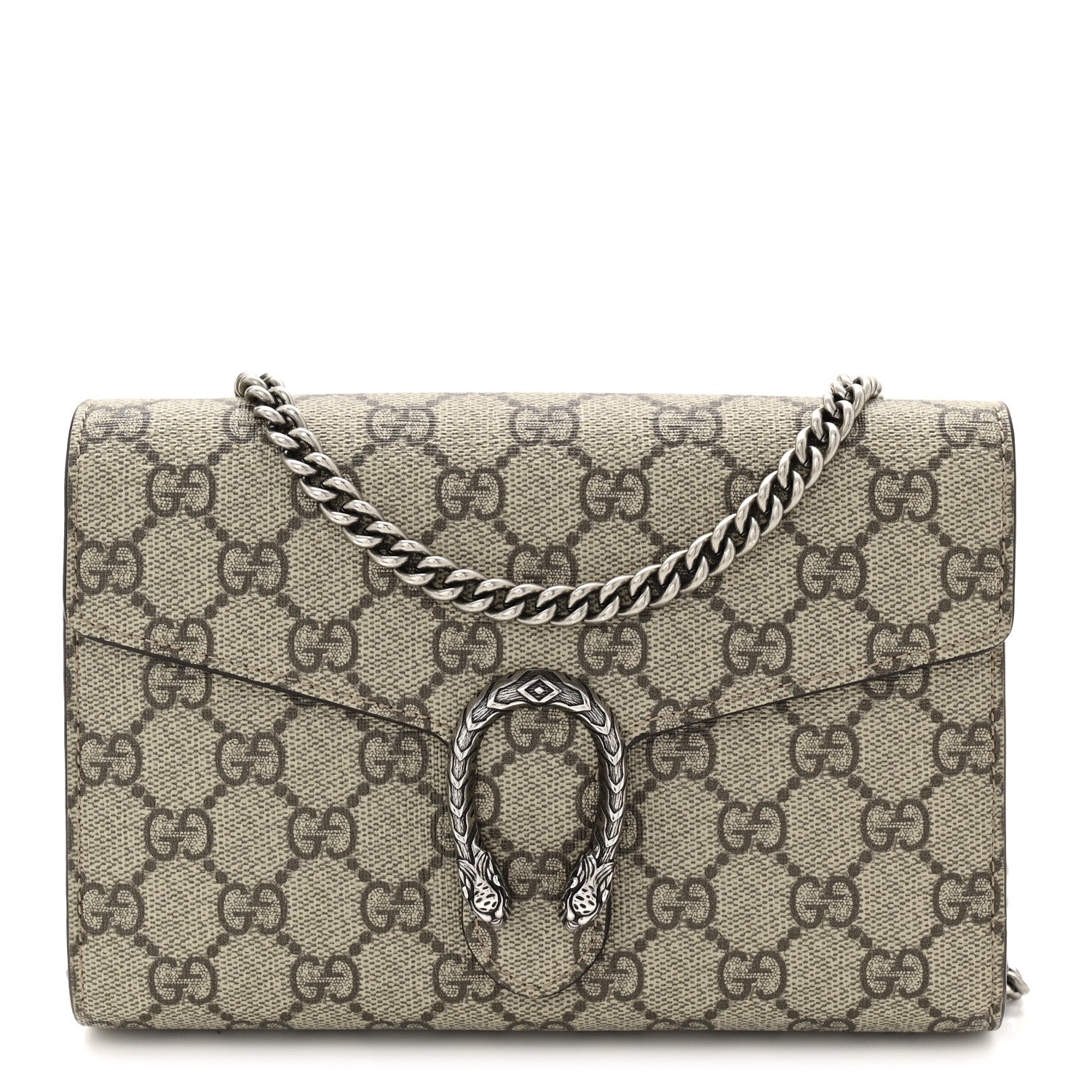 GG Supreme Monogram Mini Dionysus Chain Wallet Beige Taupe