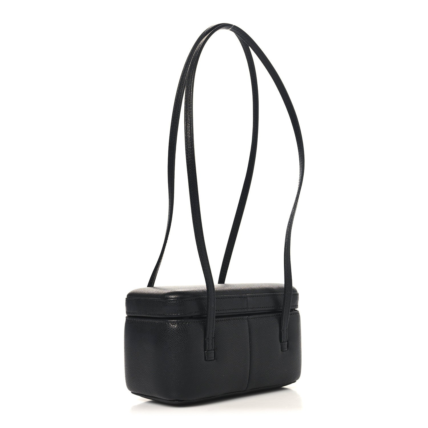 Shiny Caviar Preppy Coco Long Vanity With Strap Black