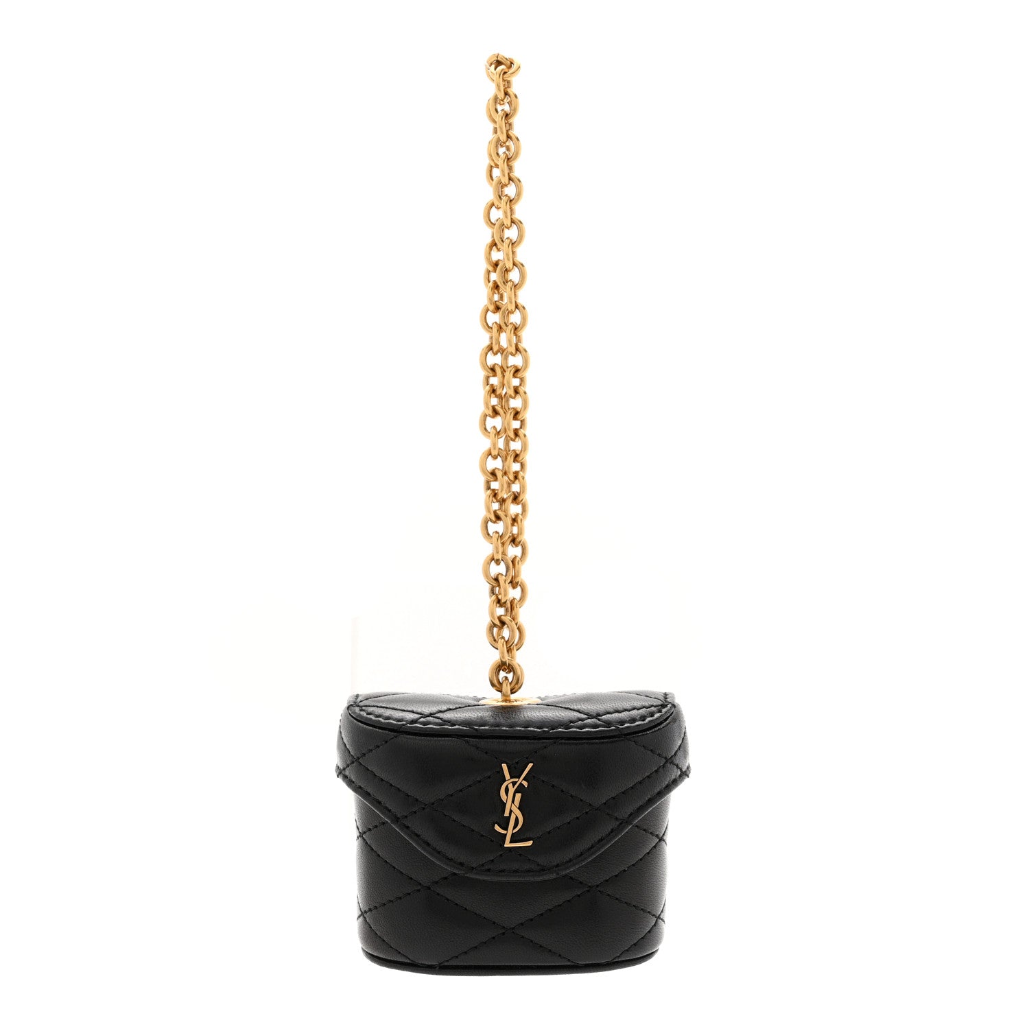 Lambskin Matelasse Monogram June Box Bag Charm Black