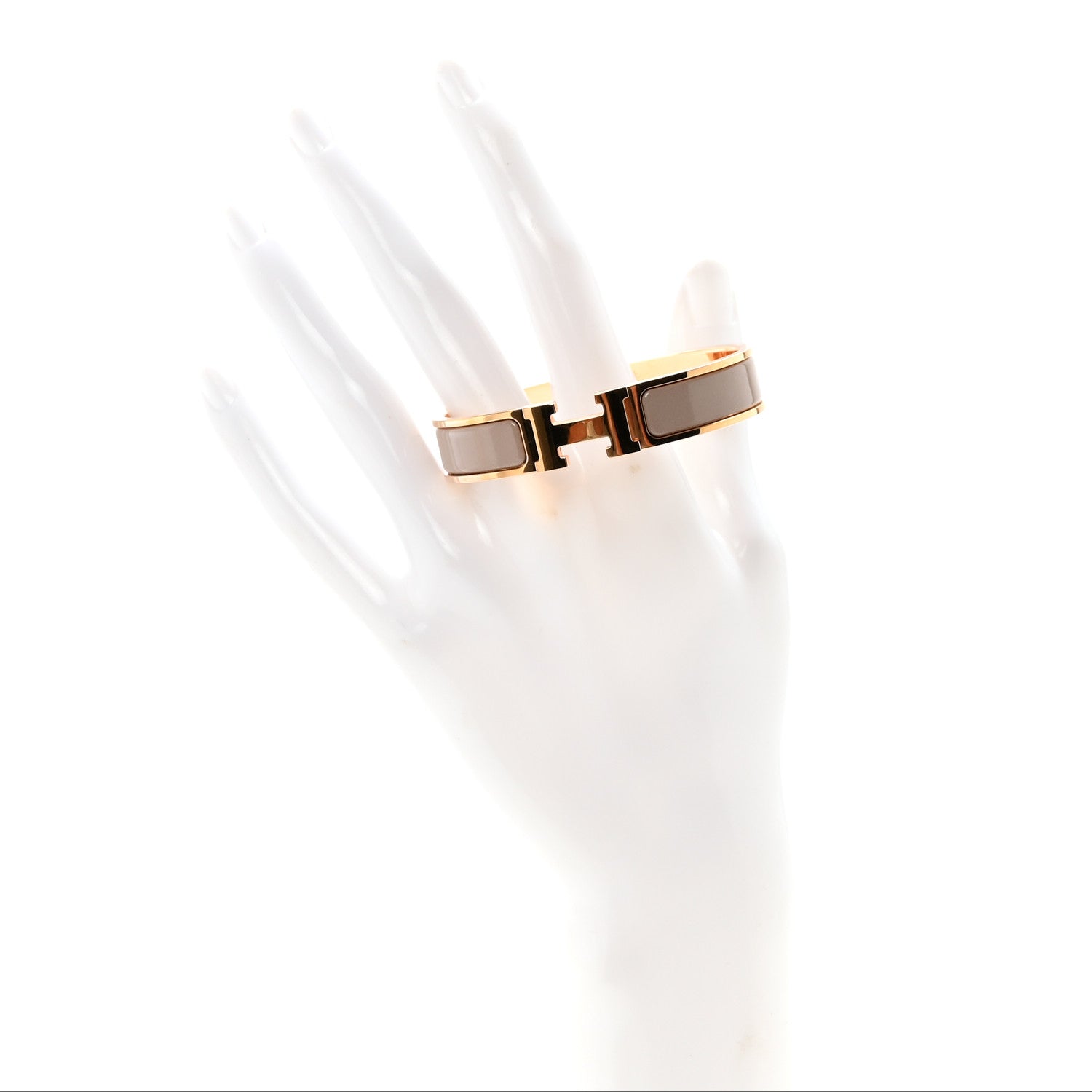 Enamel Narrow Clic Clac H Bracelet PM Marron Glace