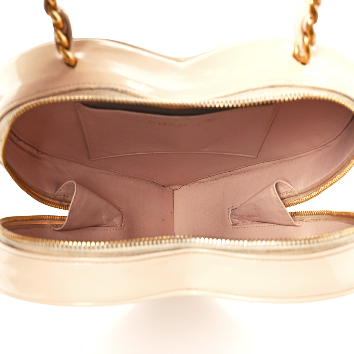 Patent CC Heart Vanity Case Beige