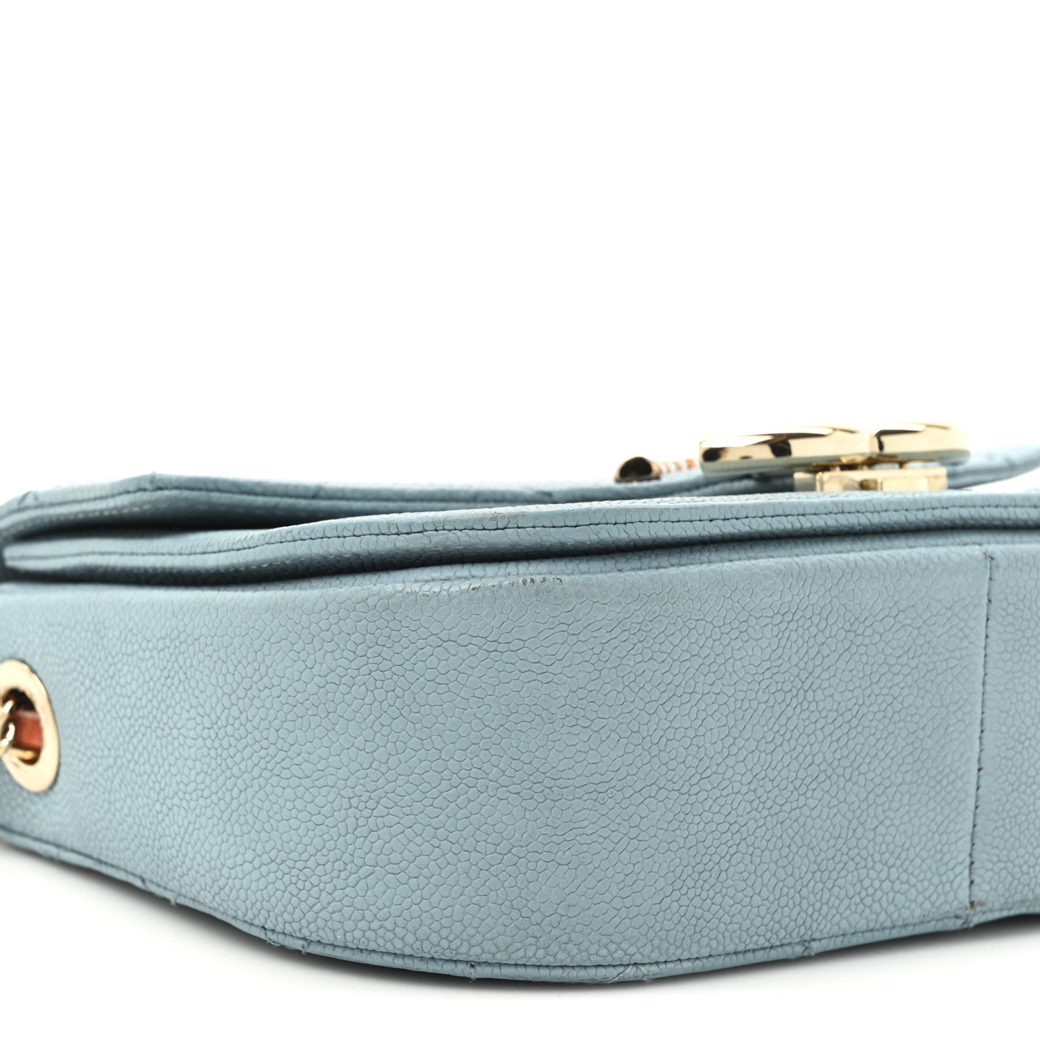 Grained Calfskin Quilted Small Cuba Top Handle Flap Blue