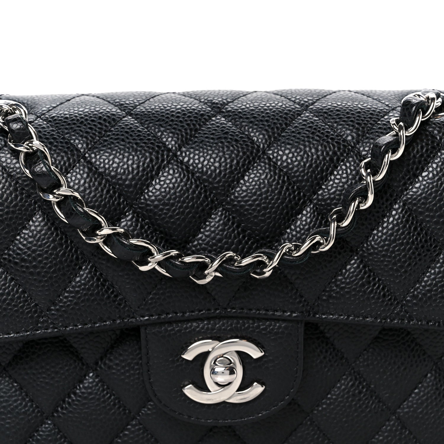 Caviar Quilted Small Double Flap Black