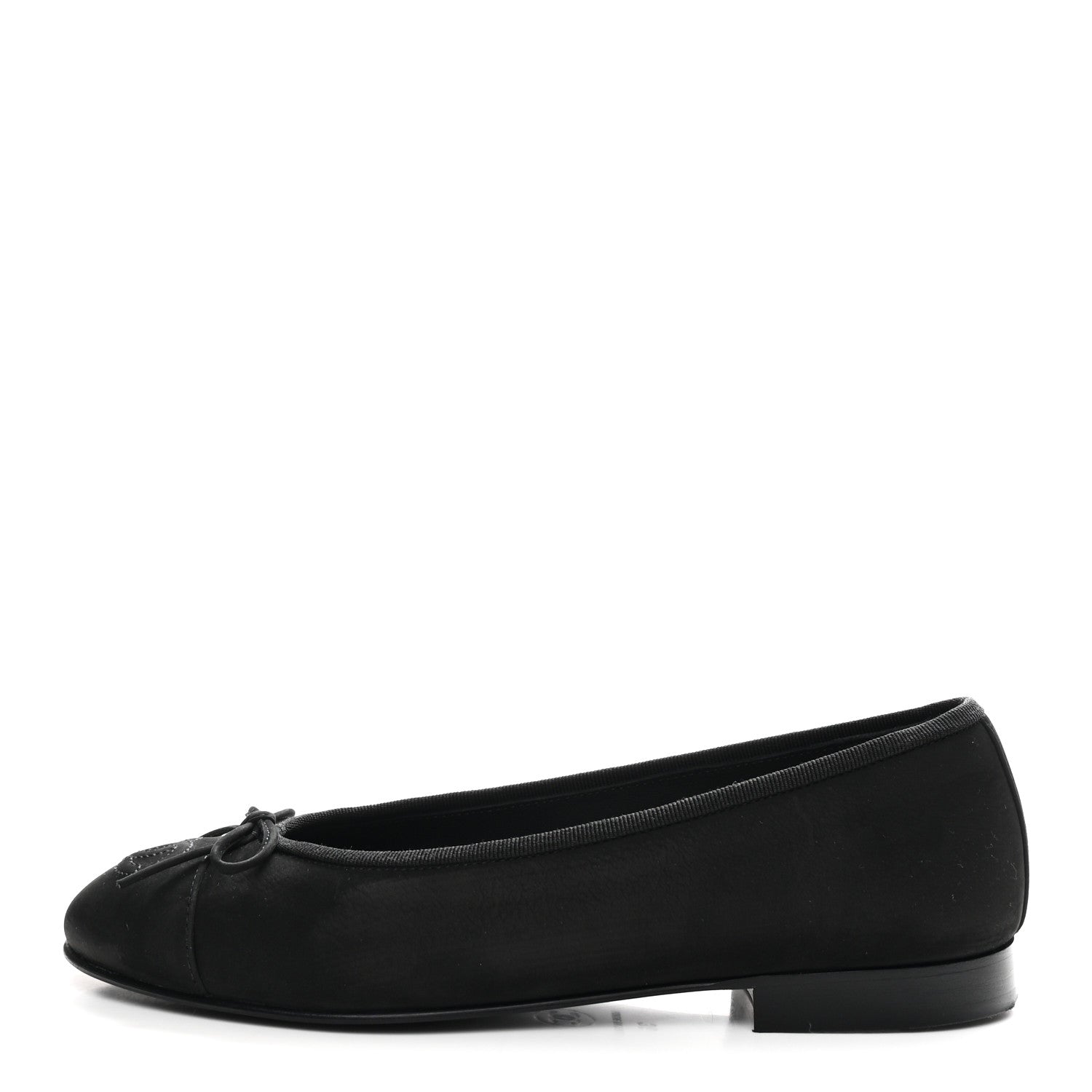 Suede Calfskin Cap Toe CC Ballerina Flats 36 Black
