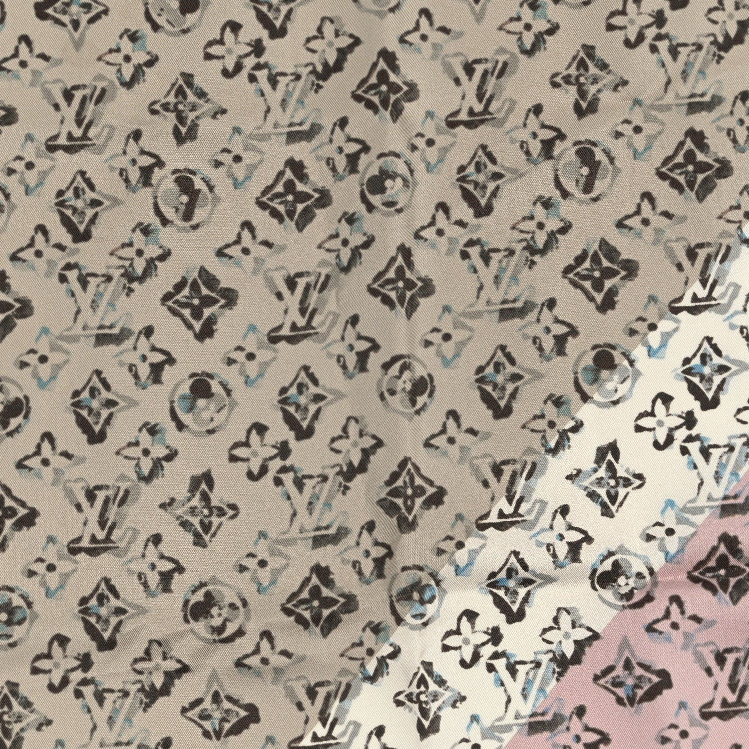 Silk Monogram Square Square Scarf 70 Light Pink Beige