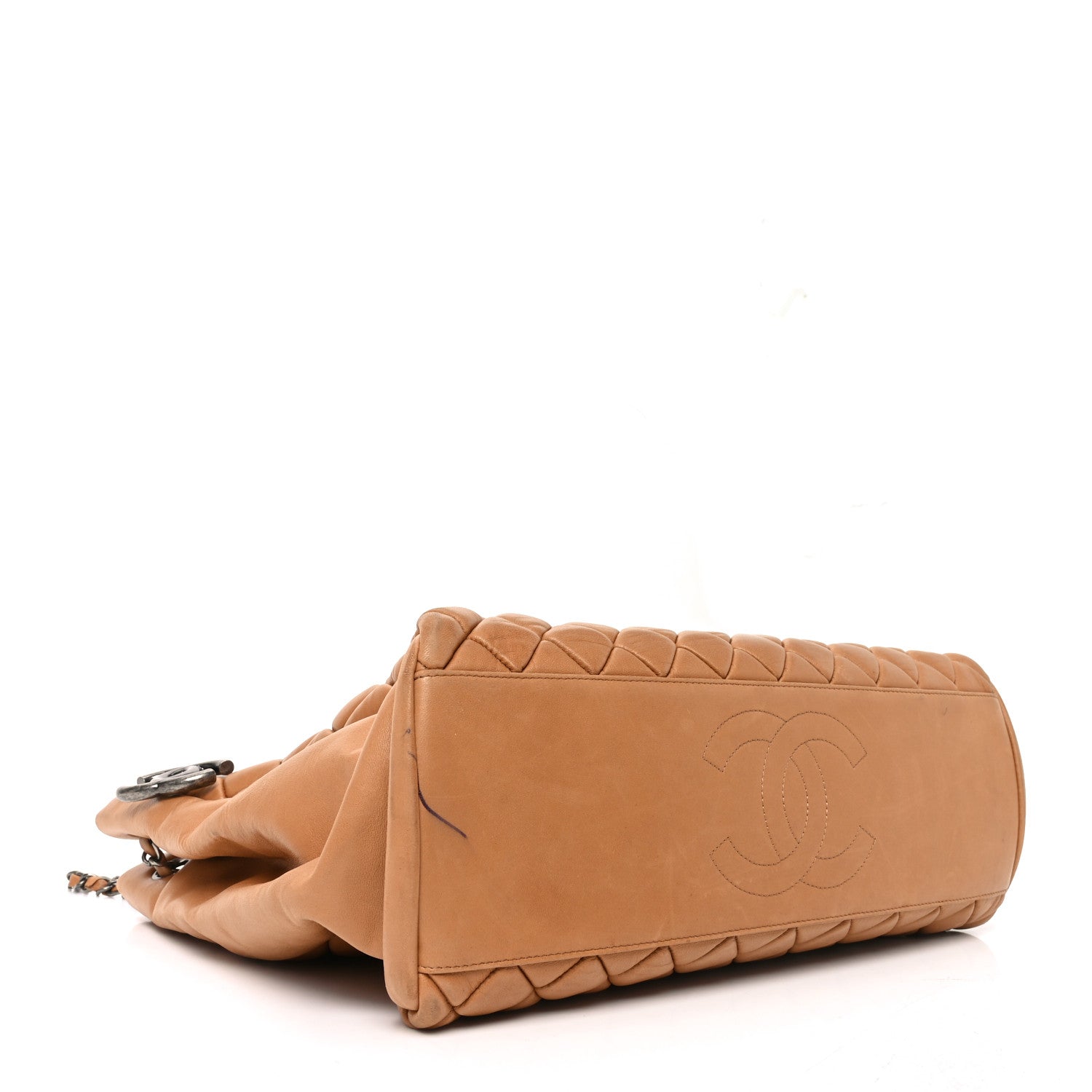 Lambskin Quilted Medium New Bubble North South Tote Light Brown