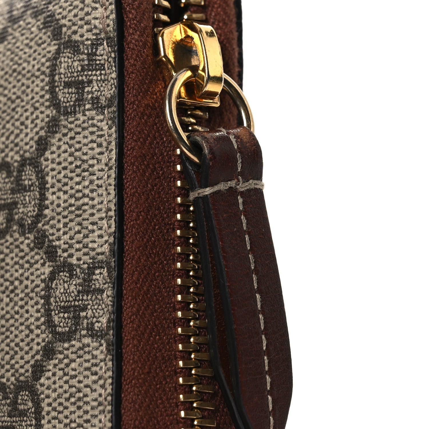 GG Supreme Monogram Cuoio Toscano Zip Around Wallet Beige Ebony Cuir