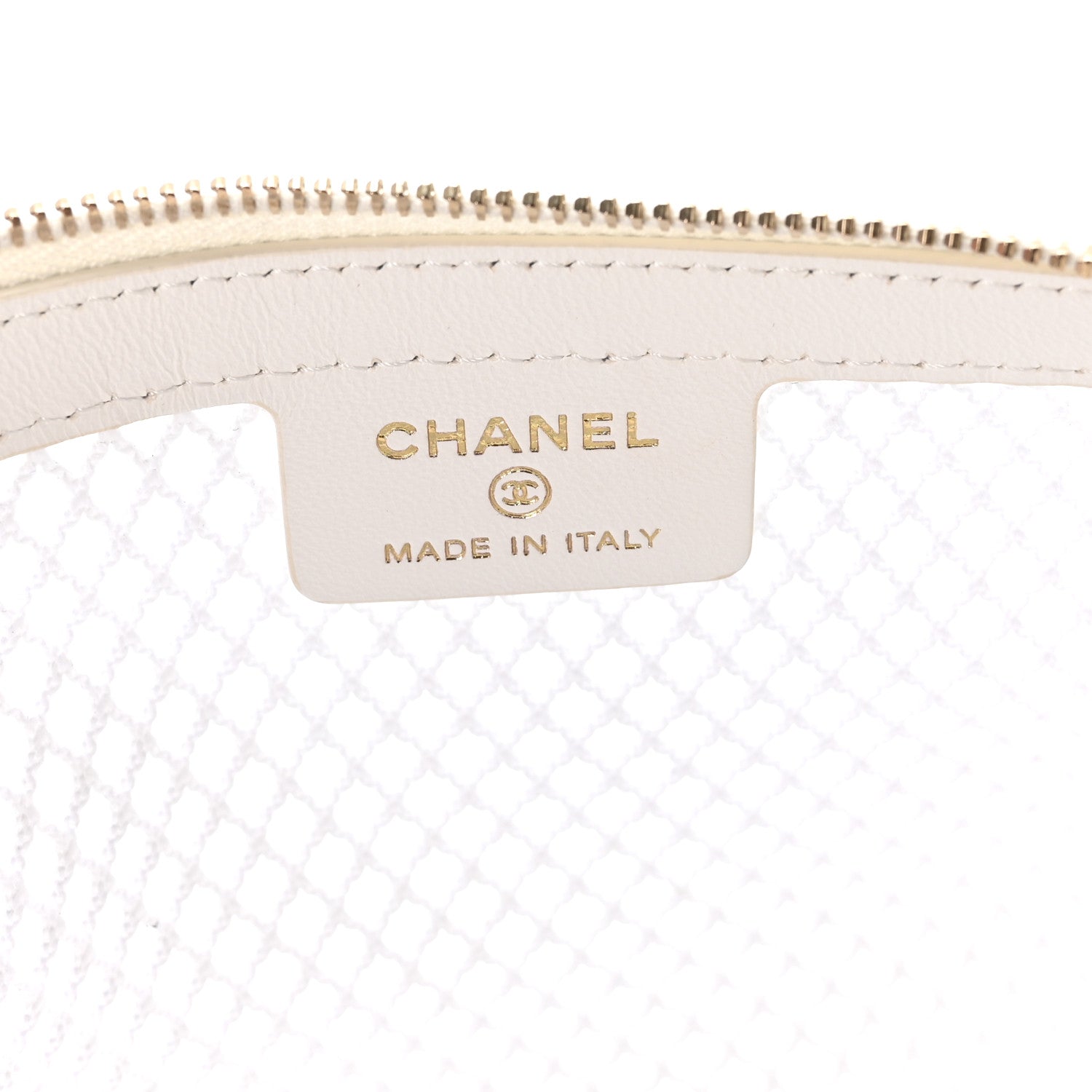 Mesh Shiny Lambskin Chain Hobo White
