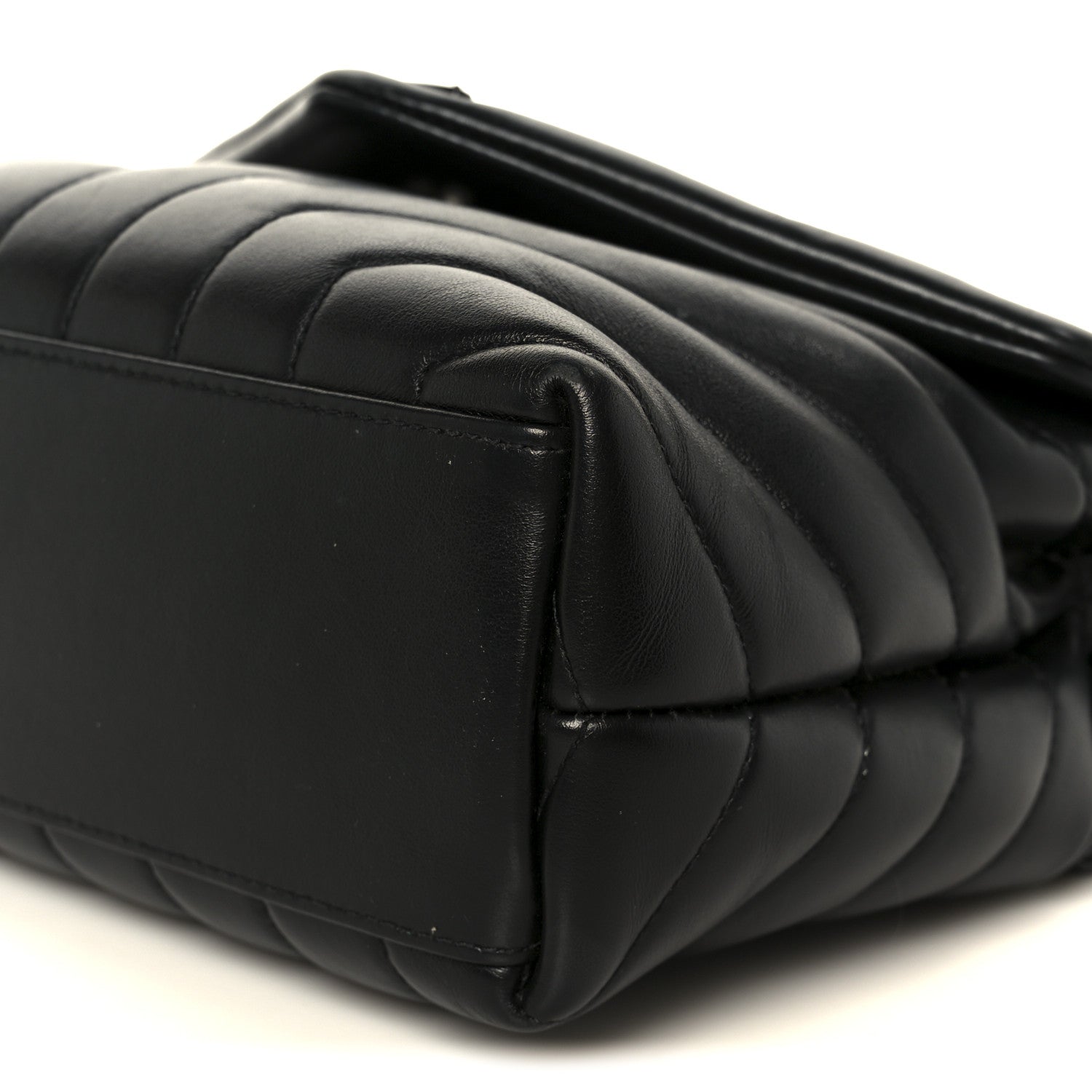 Calfskin Y Quilted Monogram Monochrome Small Loulou Chain Satchel Black