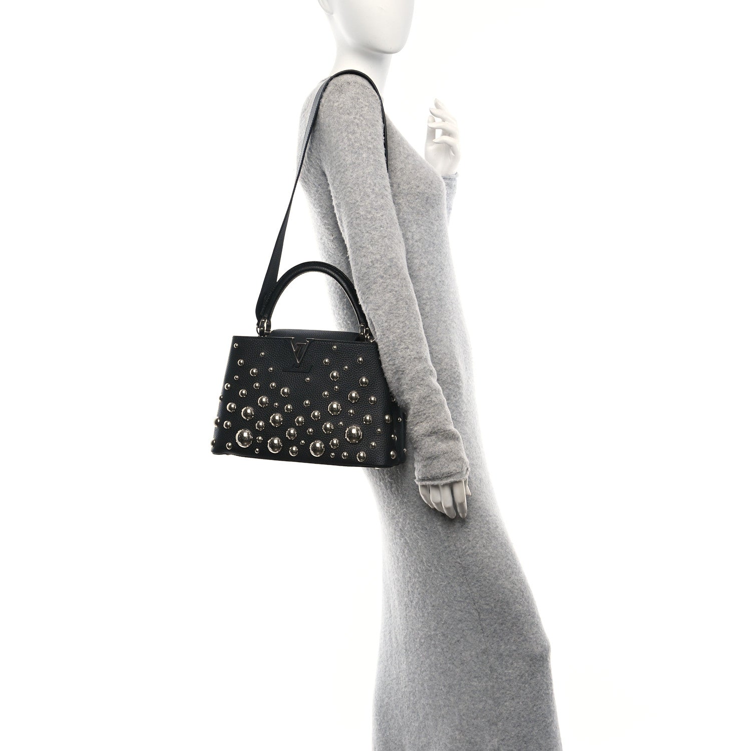 LV X YK Taurillon Brass Metal Dots Capucine MM Black