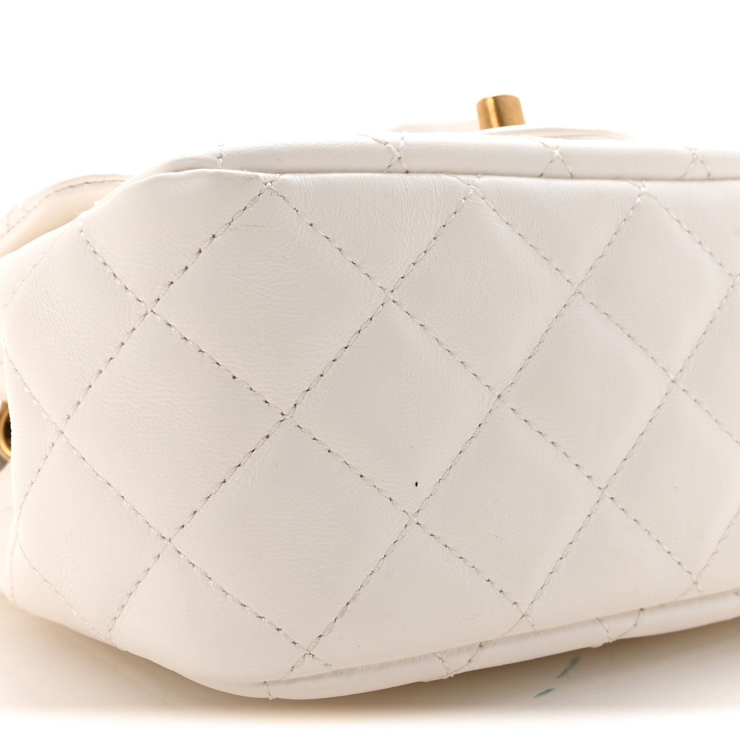 Lambskin Quilted Mini Romance Square Flap White