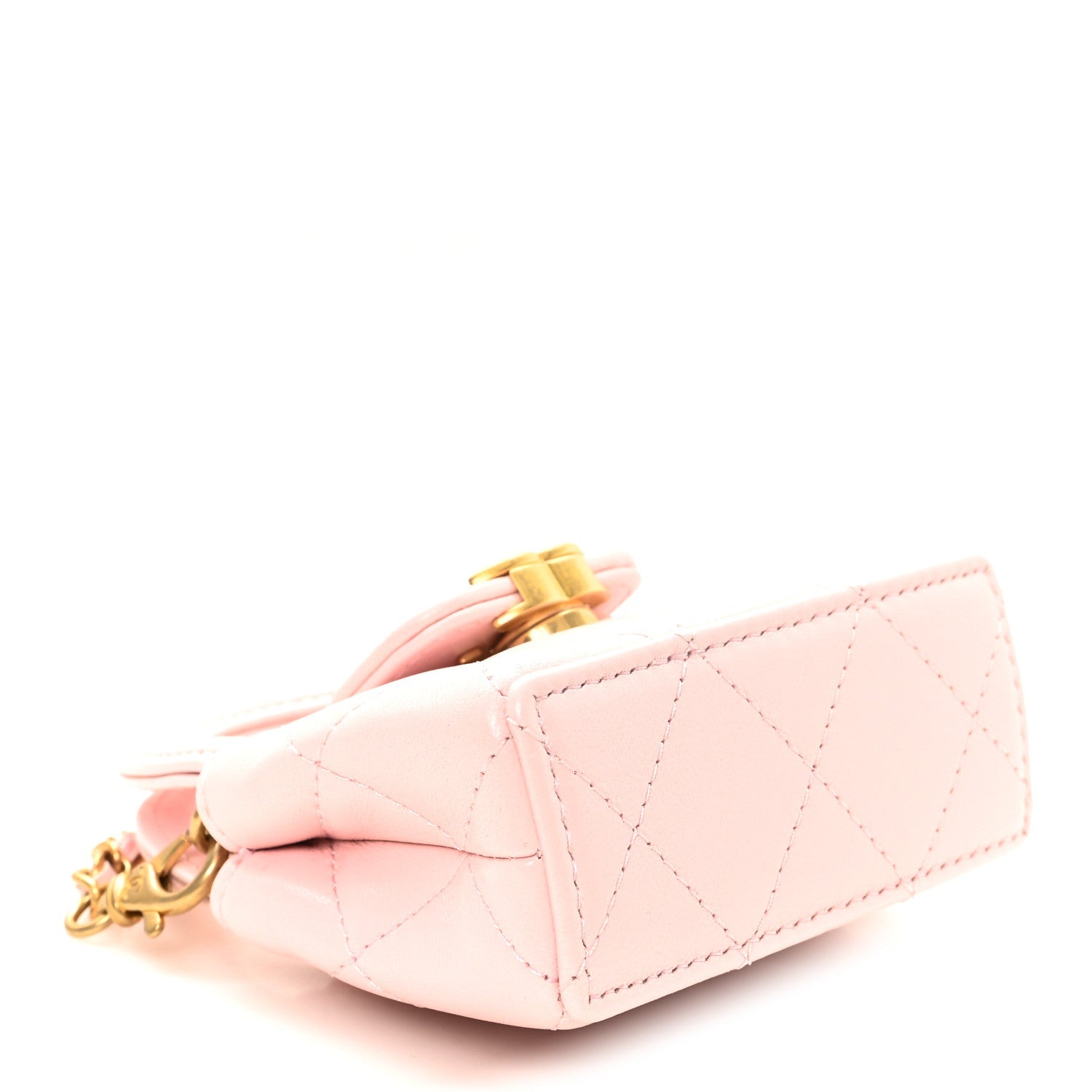 Shiny Lambskin Quilted Mini Kelly Bag Charm Light Pink