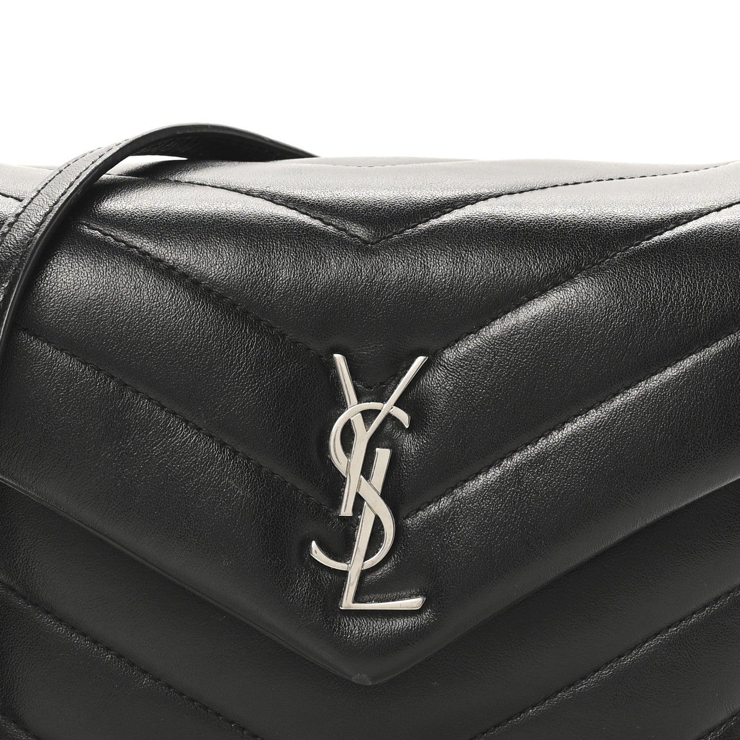 Calfskin Y Quilted Monogram Toy Loulou Crossbody Bag Black