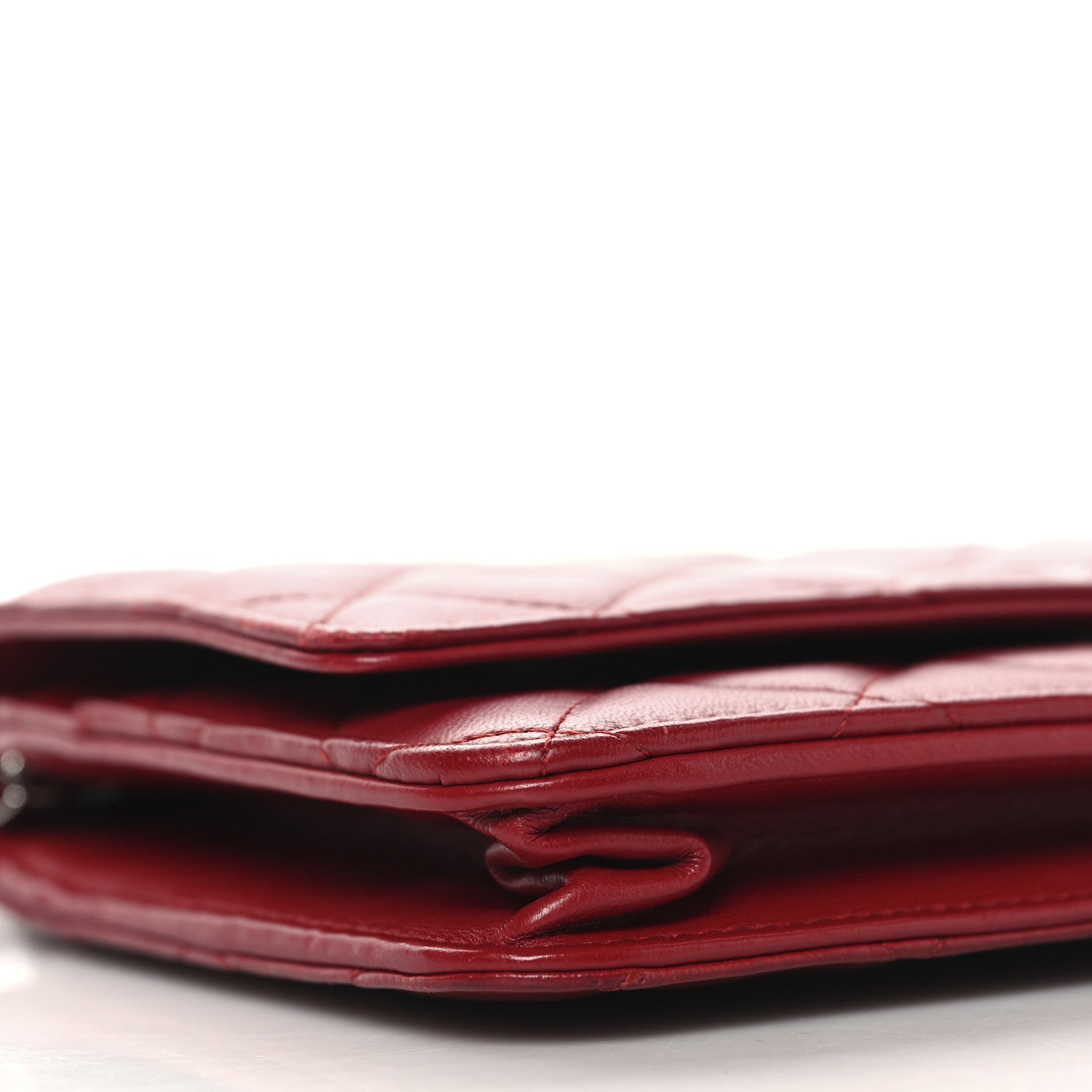Lambskin Quilted Wallet On Chain WOC Red