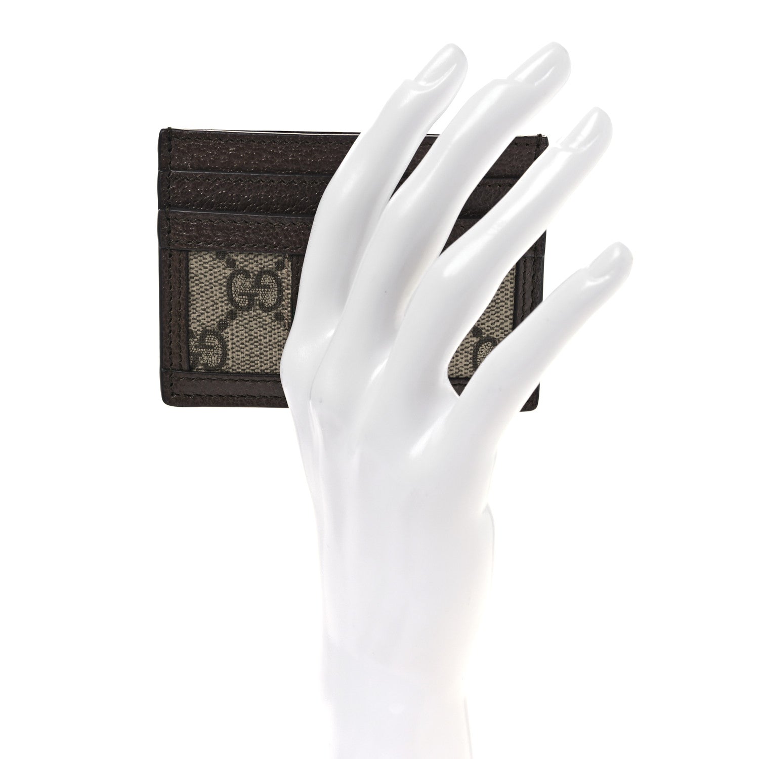 GG Supreme Monogram Textured Dollar Calfskin Ophidia Card Holder Beige Ebony New Acero