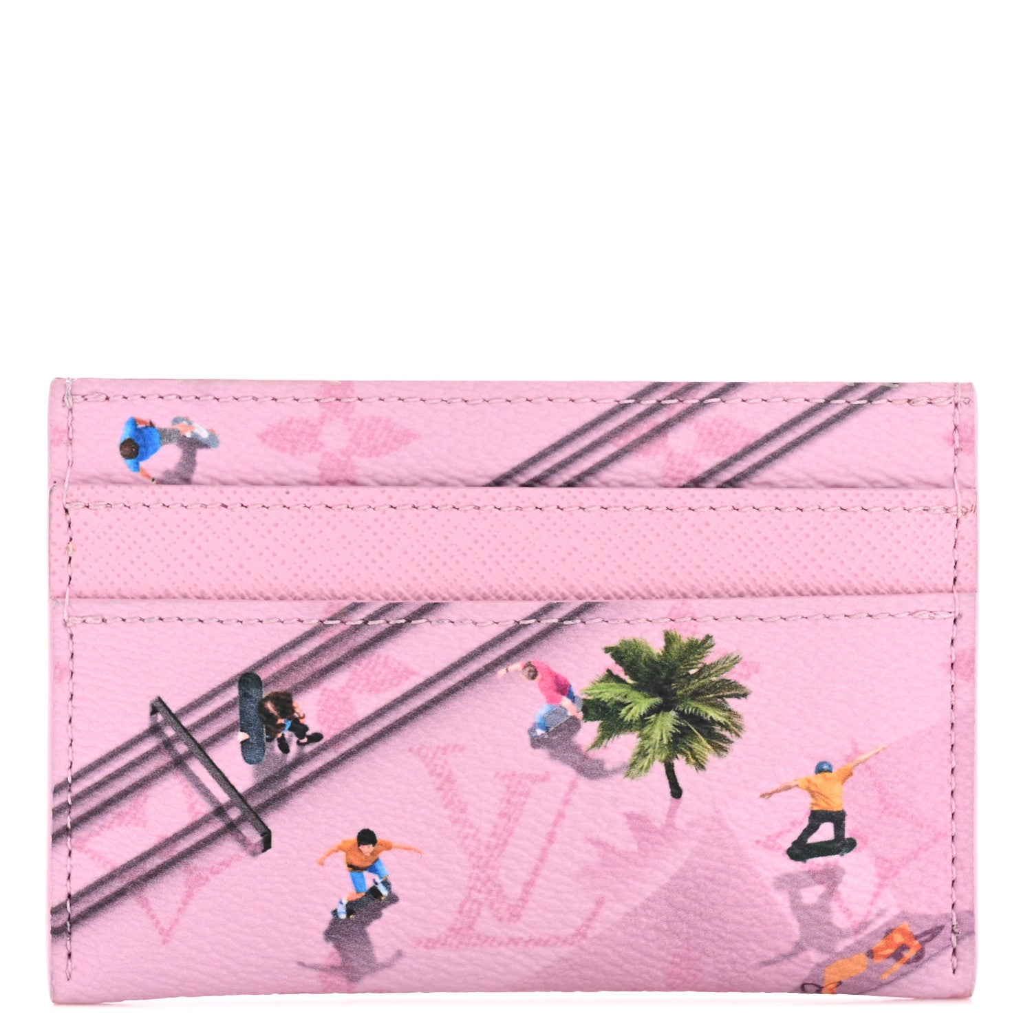Monogram Double Card Holder Pink