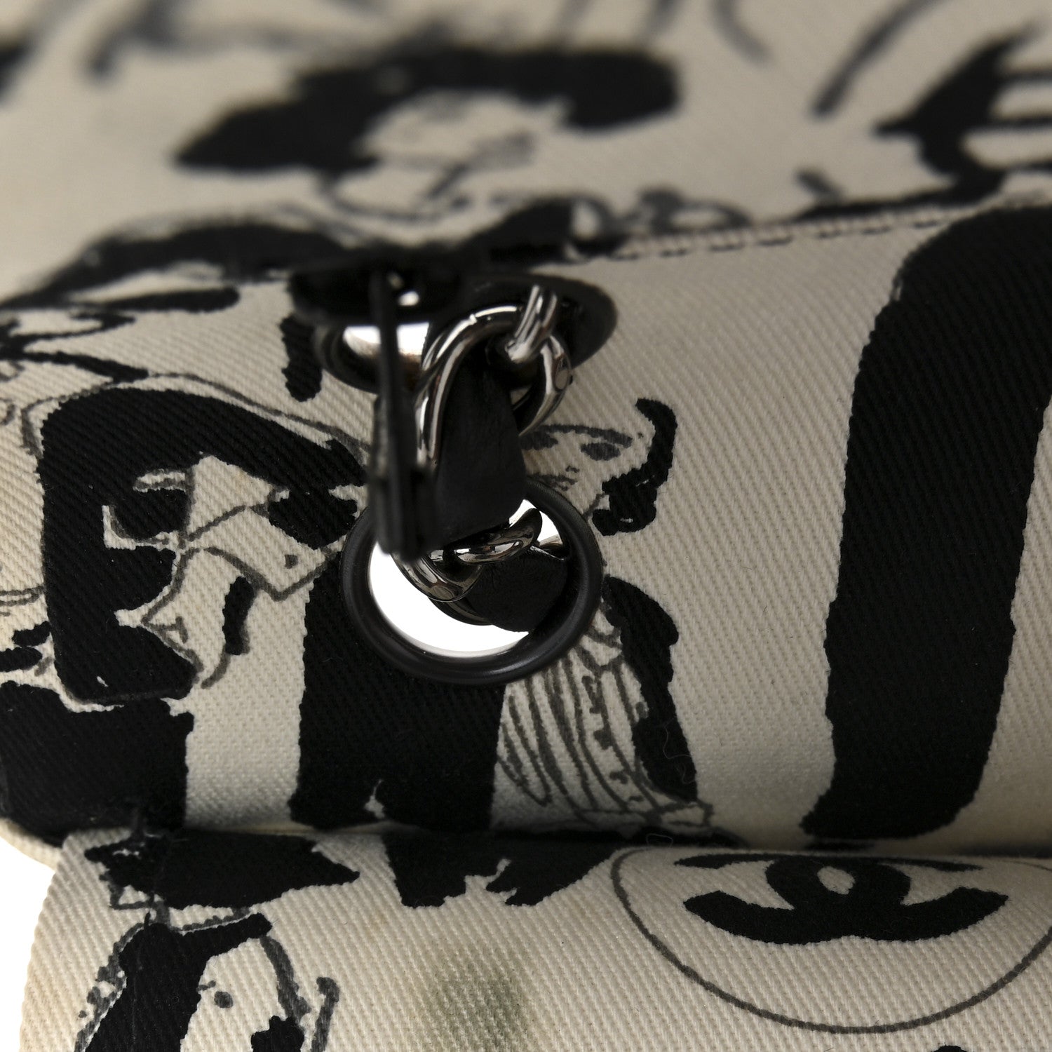 Canvas Coco Icons Medium Double Flap Black White
