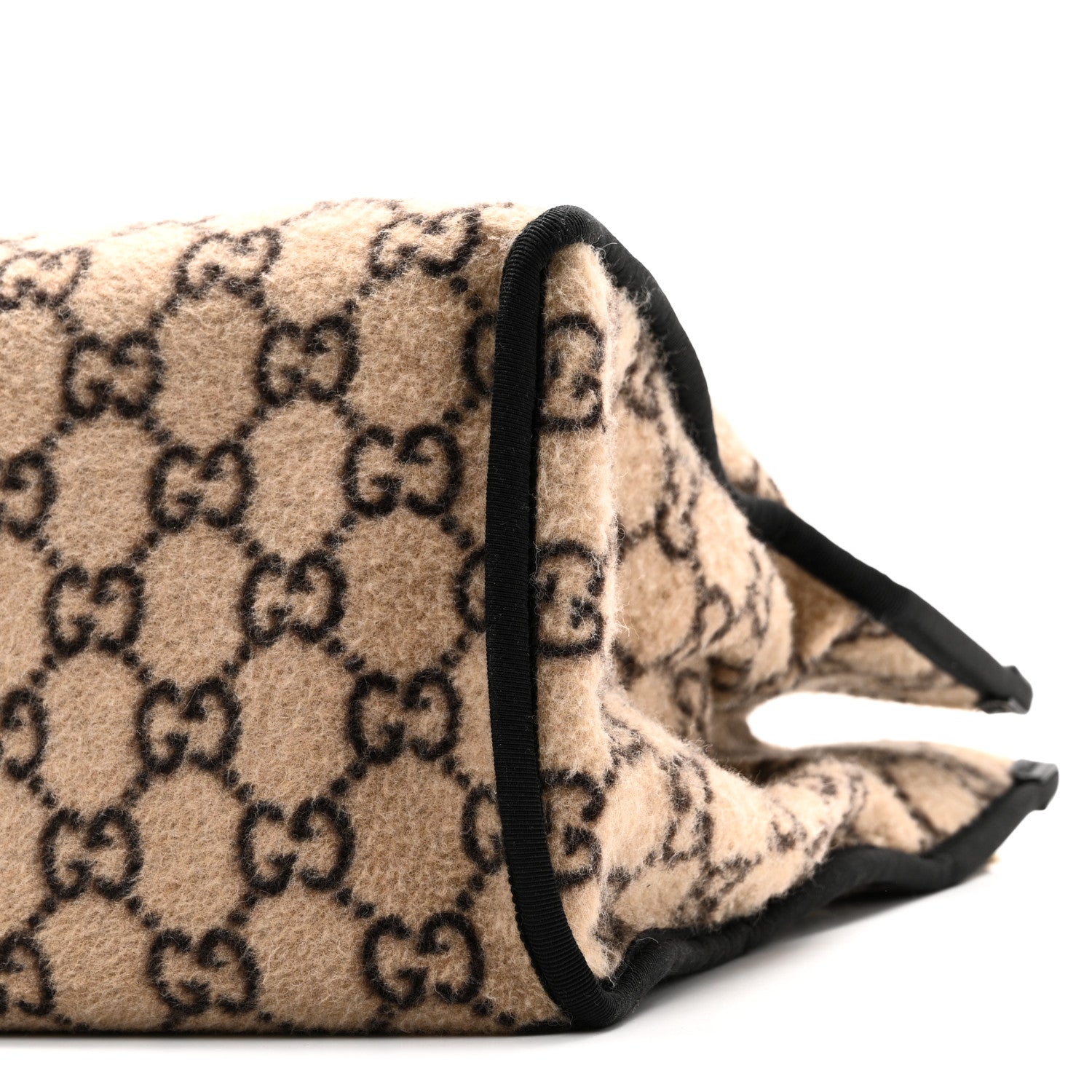 Covered Wool GG Monogram Large Tote Bag Beige Ebony