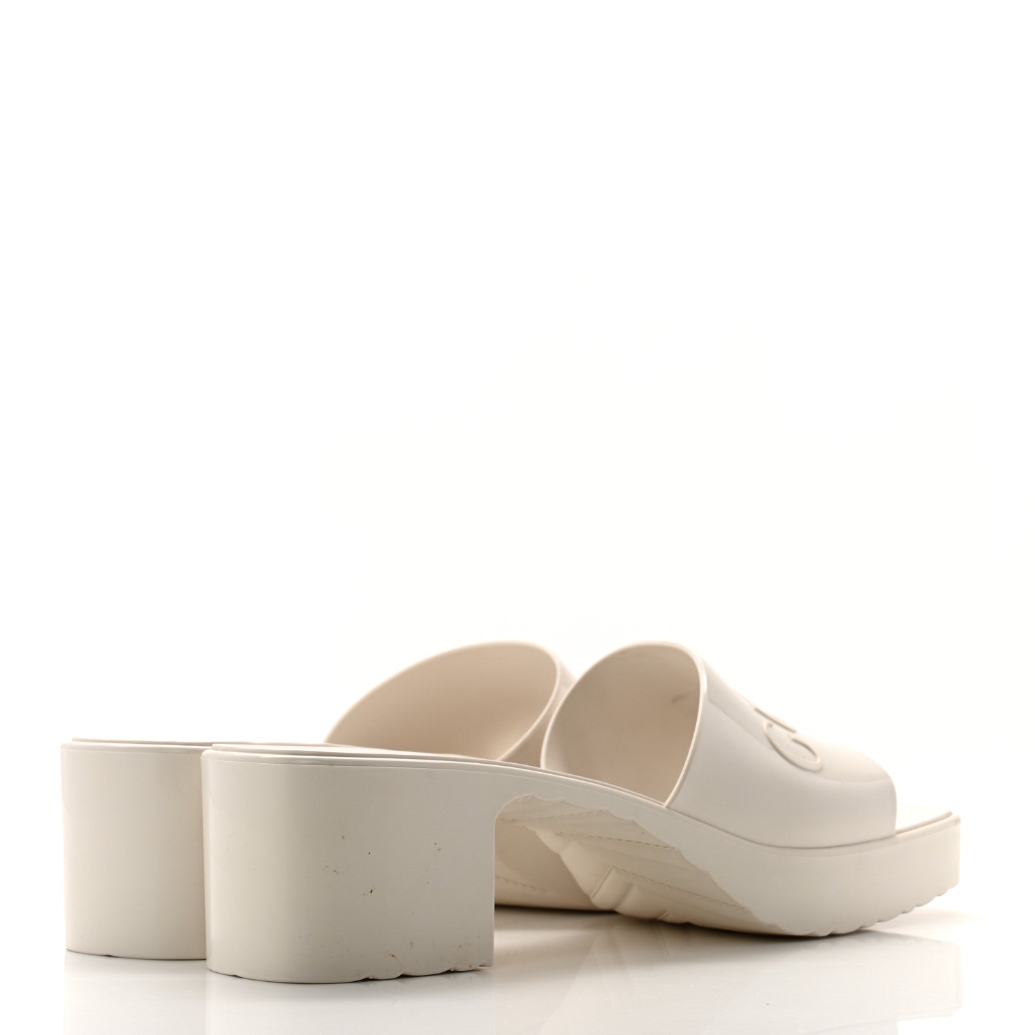 Rubber Gucci Logo Womens Platform 20/60mm Slide Sandals 42 Mystic White