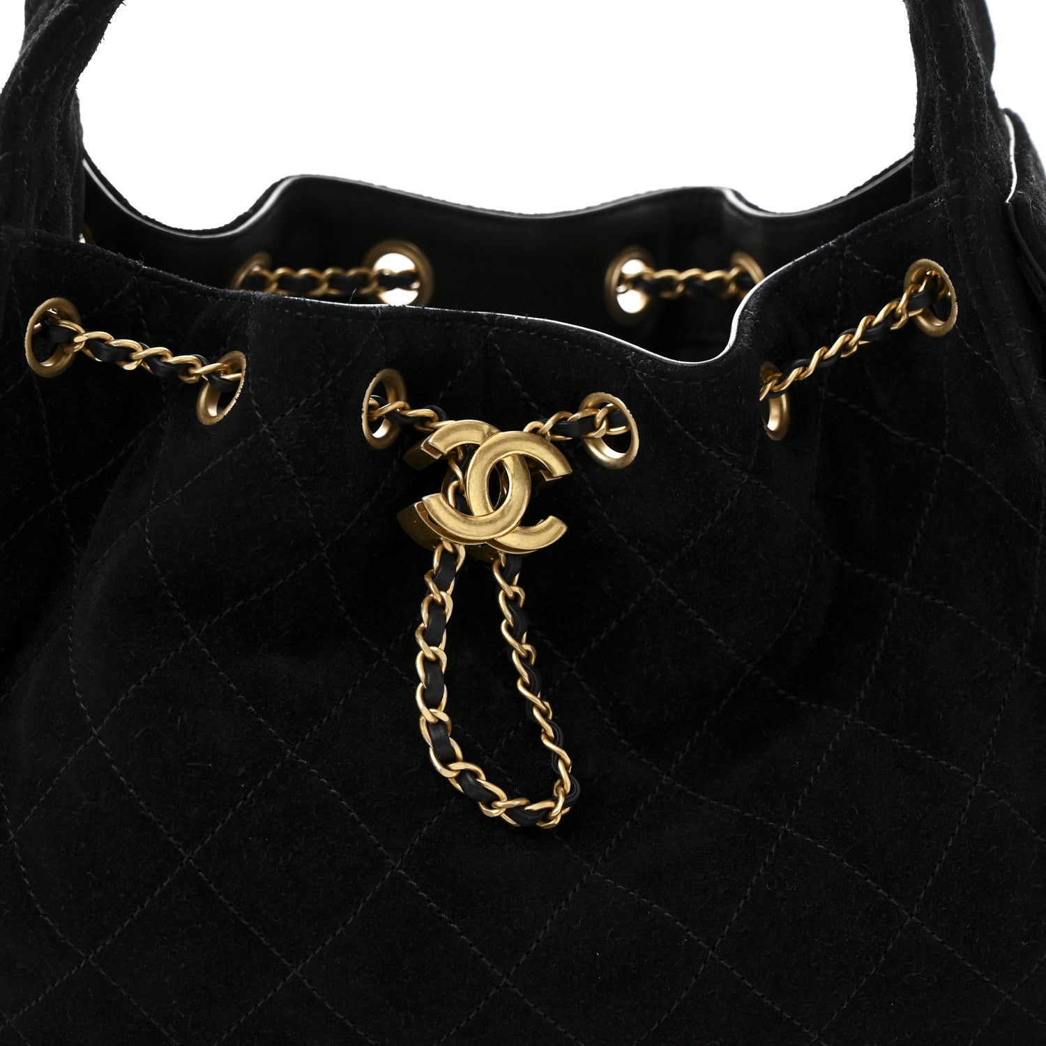 Suede Quilted Small Chanel 25 Handbag Black