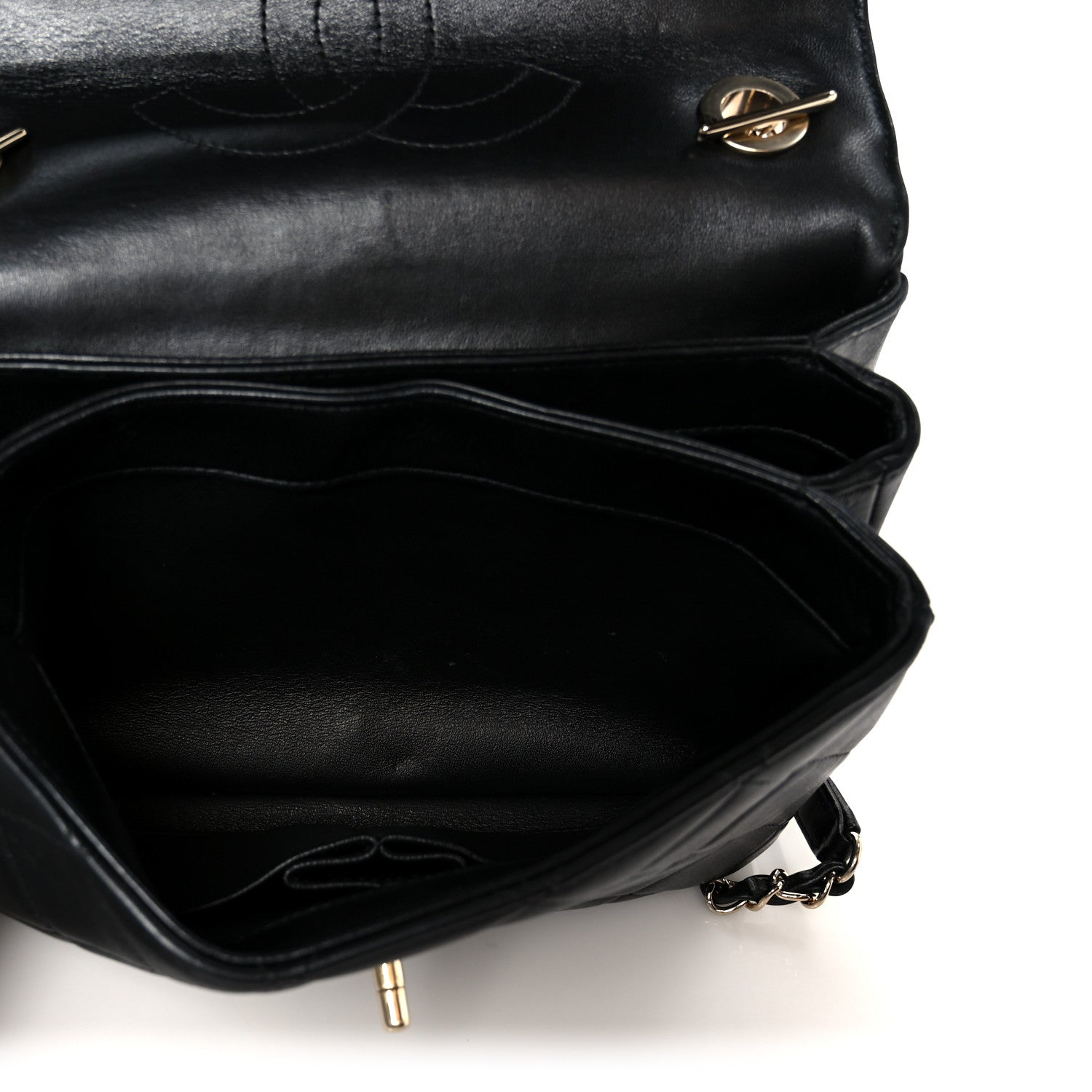 Lambskin Quilted Small Trendy CC Dual Handle Flap Bag Black