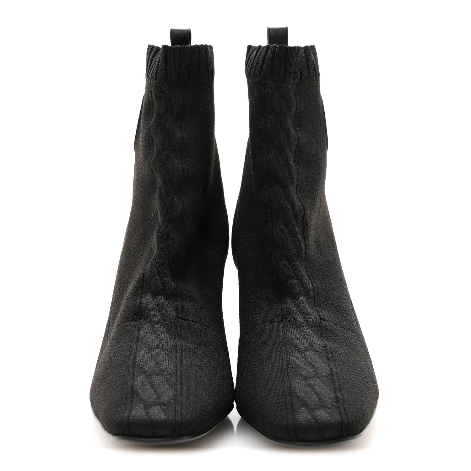 Knit Calfskin Volver 60 Ankle Boots 40 Black