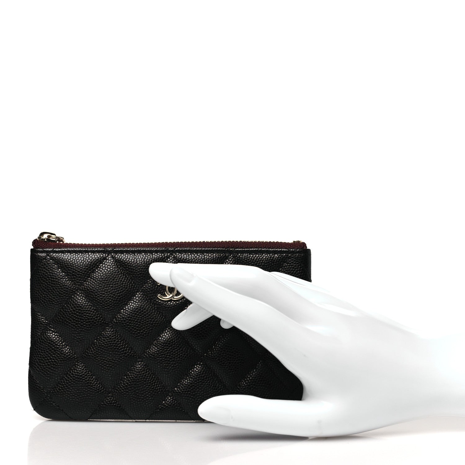 Caviar Quilted Small Cosmetic Case Black