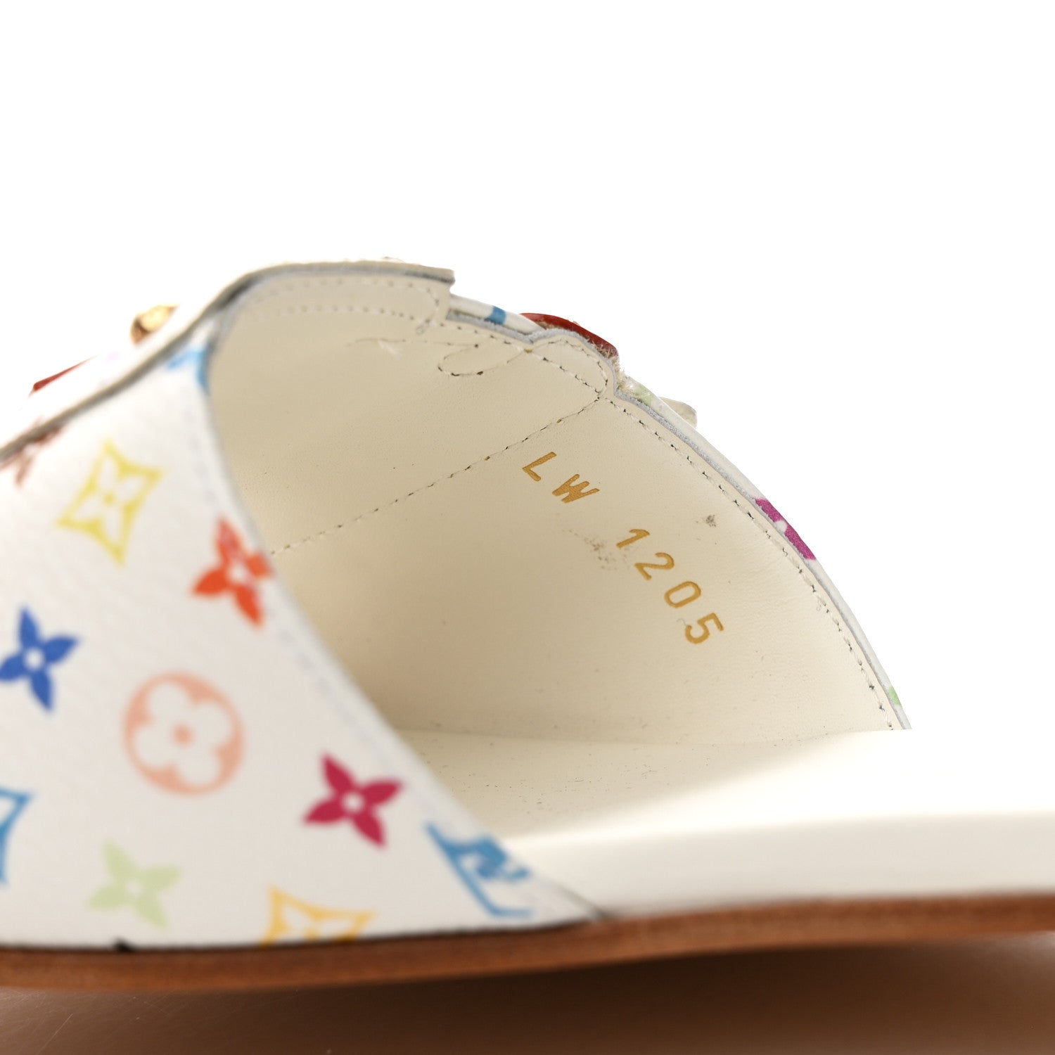 LV X TM Monogram Multicolor Frame Flat Mule Sandals 38 White Multicolor
