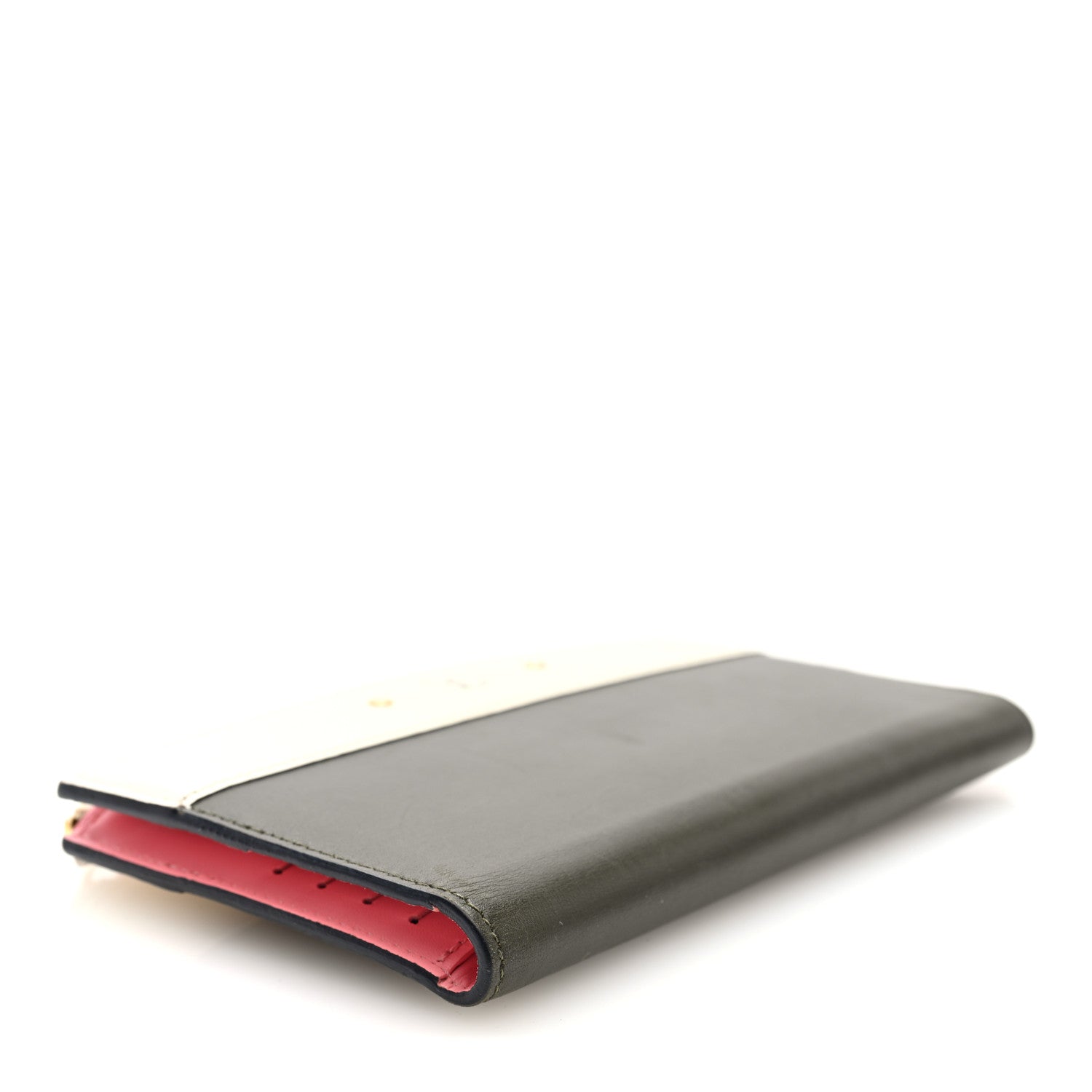 Calfskin City Steamer Wallet Kaki White